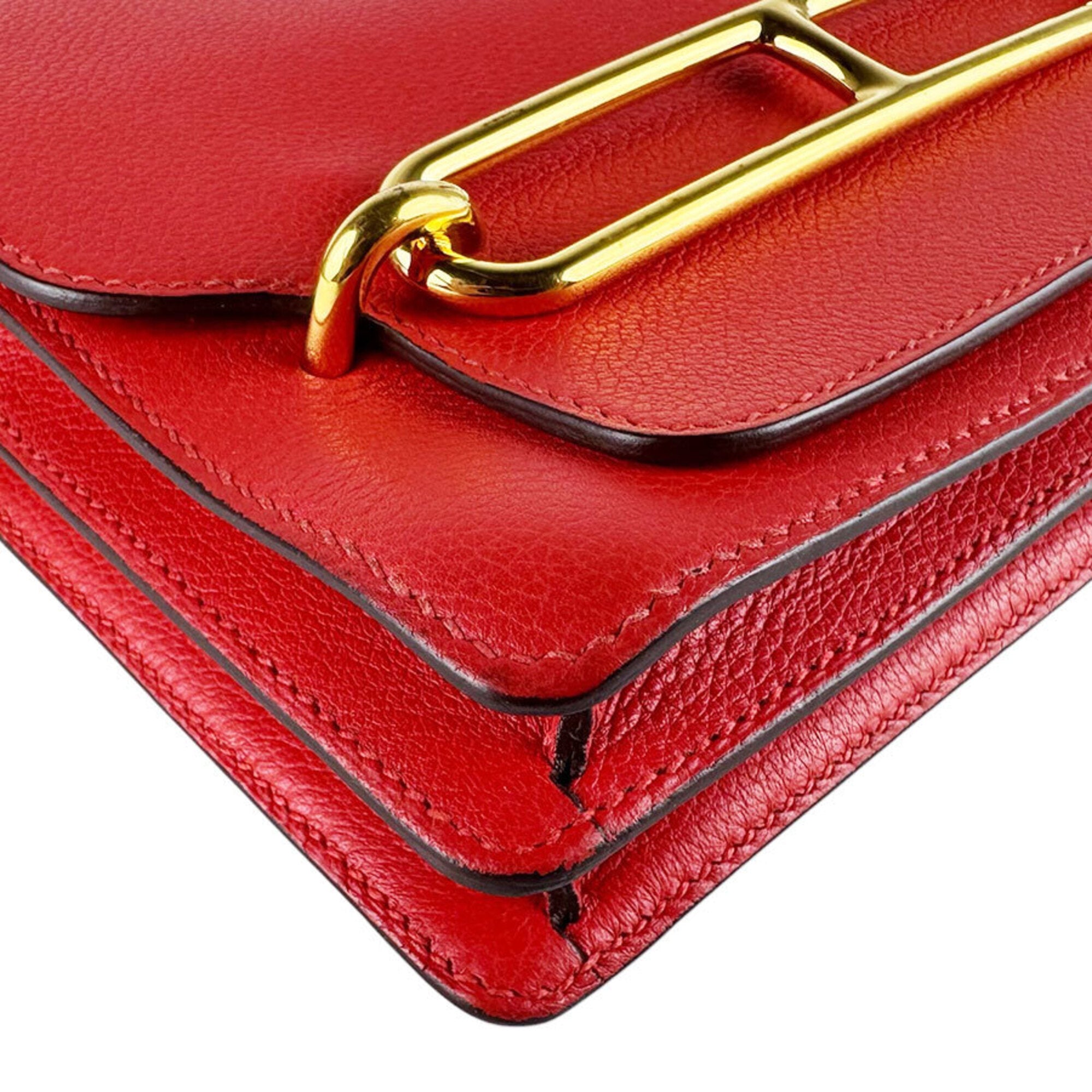 Hermes Red Color Evercalf Leather Shoulder Bag (Pre-Owned)