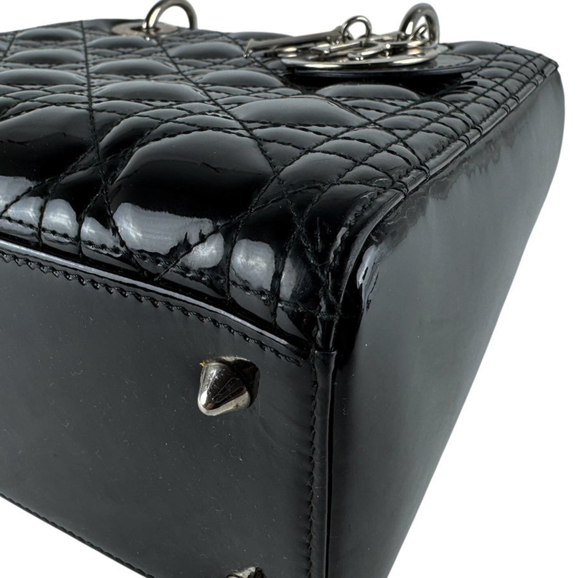 Christian Dior Black Patent Leather Handbag Shoulder Bag (Pre-Owned)