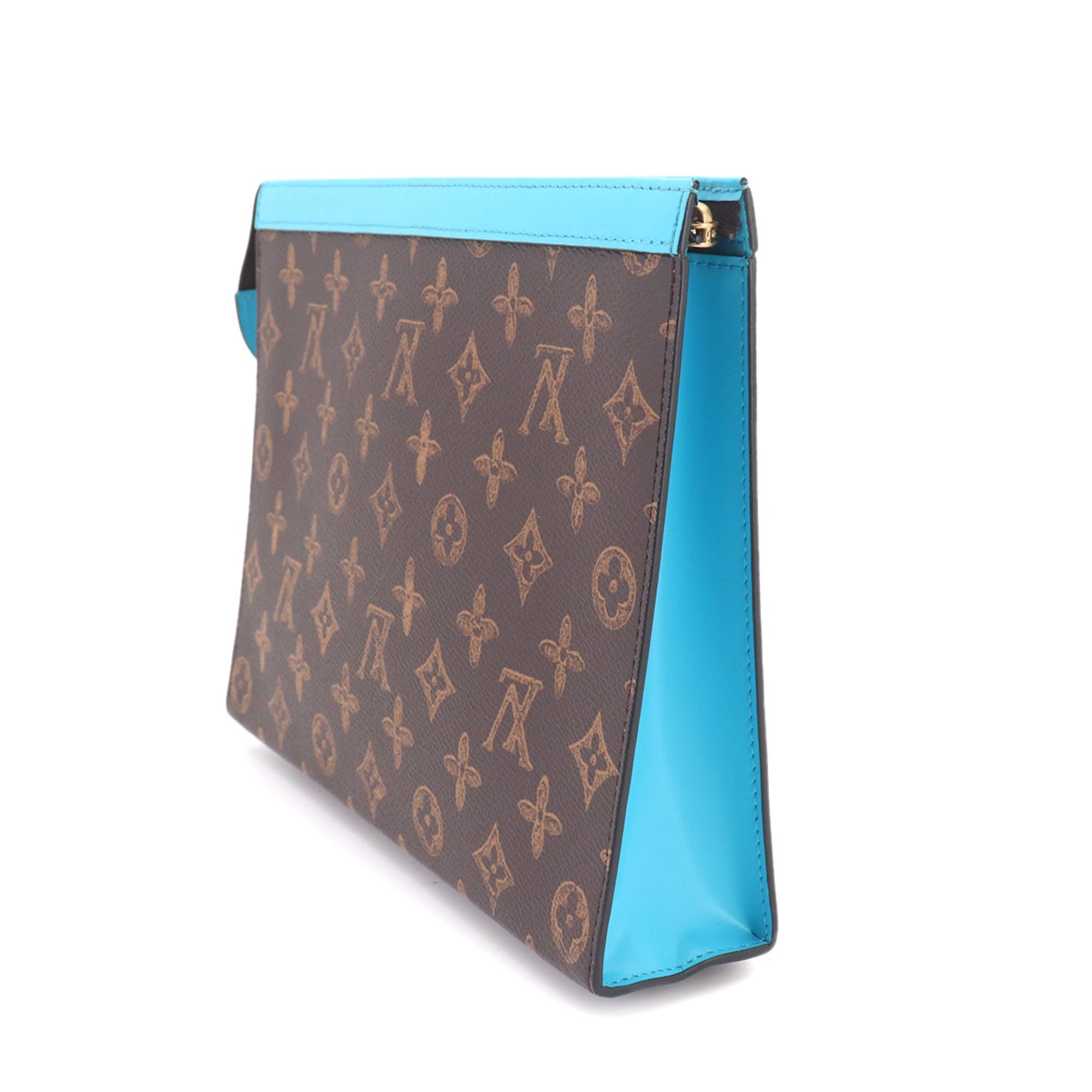 Louis Vuitton Blue Monogram Monogram Canvas Leather Clutch Bag Pochette (Pre-Owned)