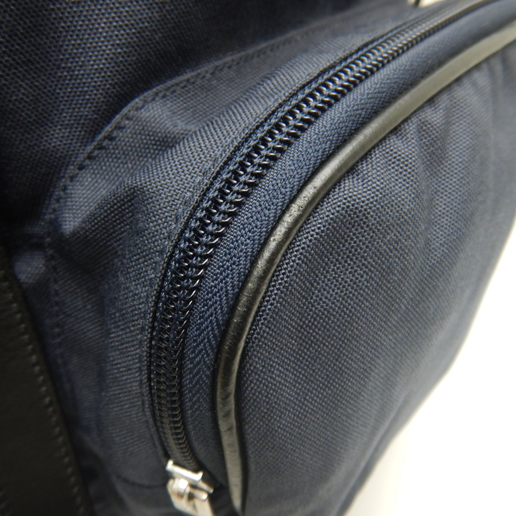 Yves Saint Laurent Navy Canvas Leather Backpack (Pre-Owned)