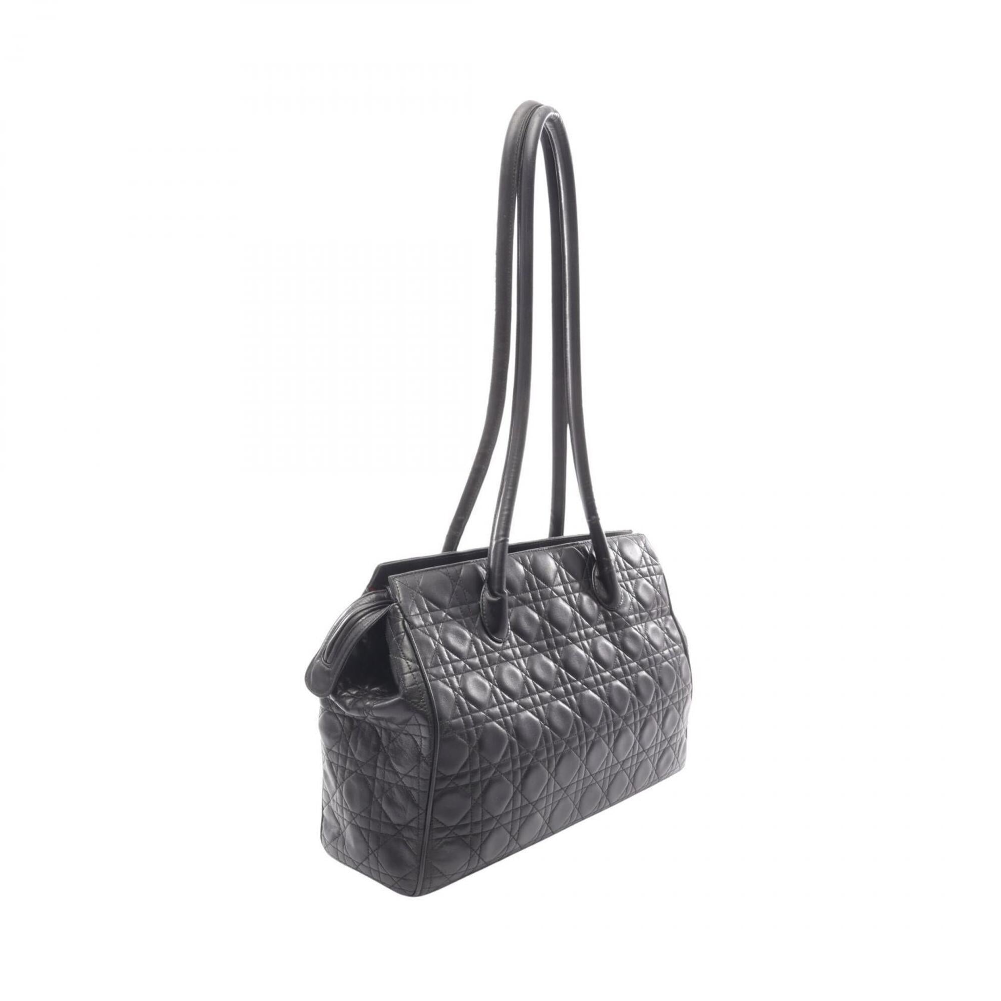 Christian Dior Black Leather Handbag Shoulder Bag (Pre-Owned)
