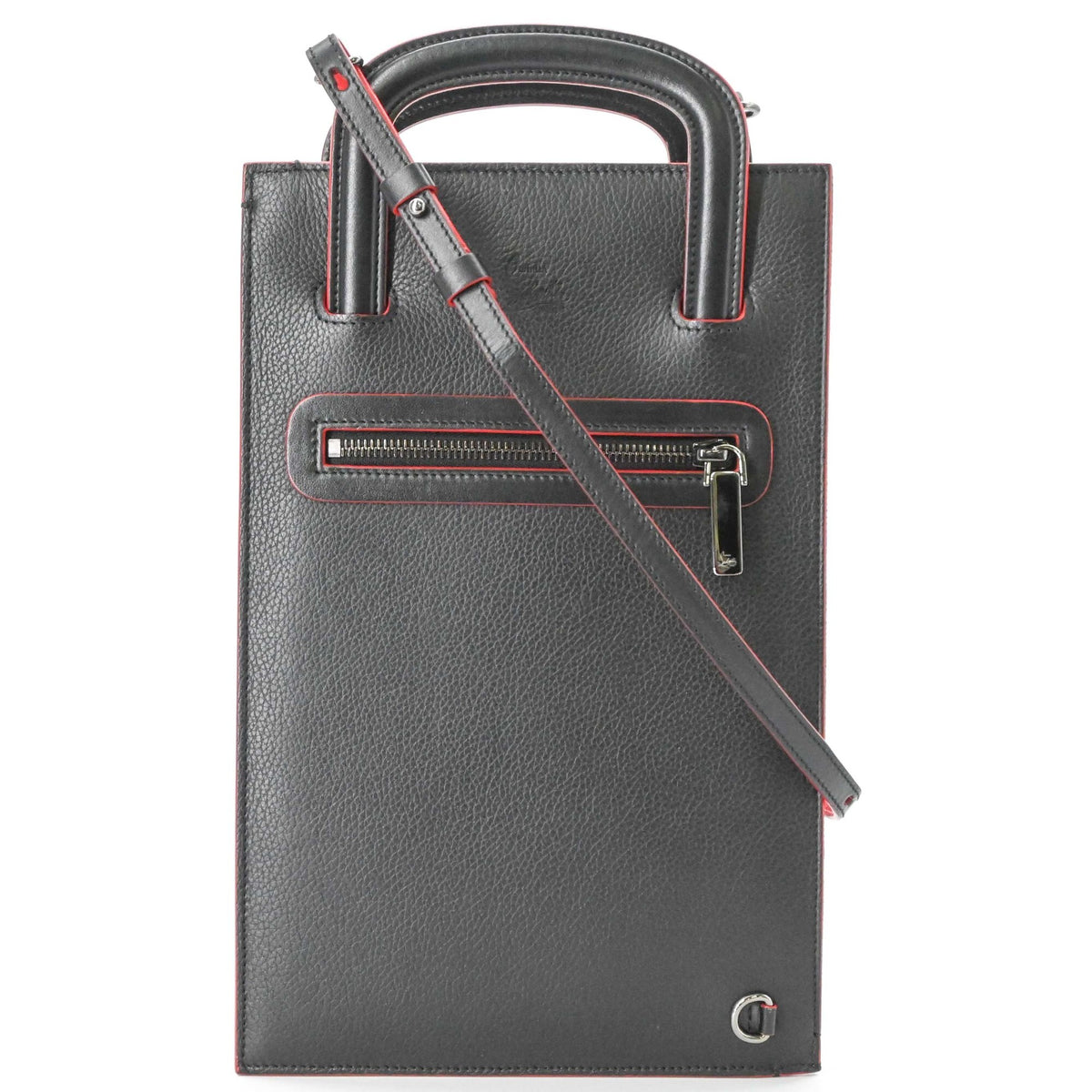 Christian Louboutin Black Red Color Leather Handbag Shoulder Bag (Pre-Owned)