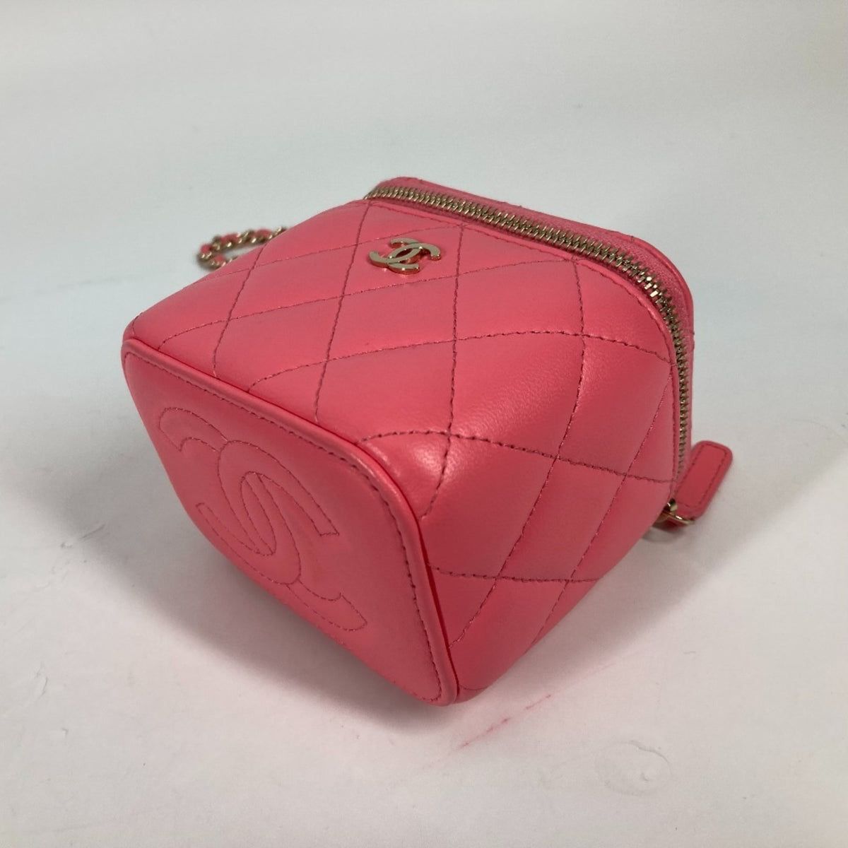 Chanel Pink Leather Shoulder Bag Vanity Bag (Pre-Owned)