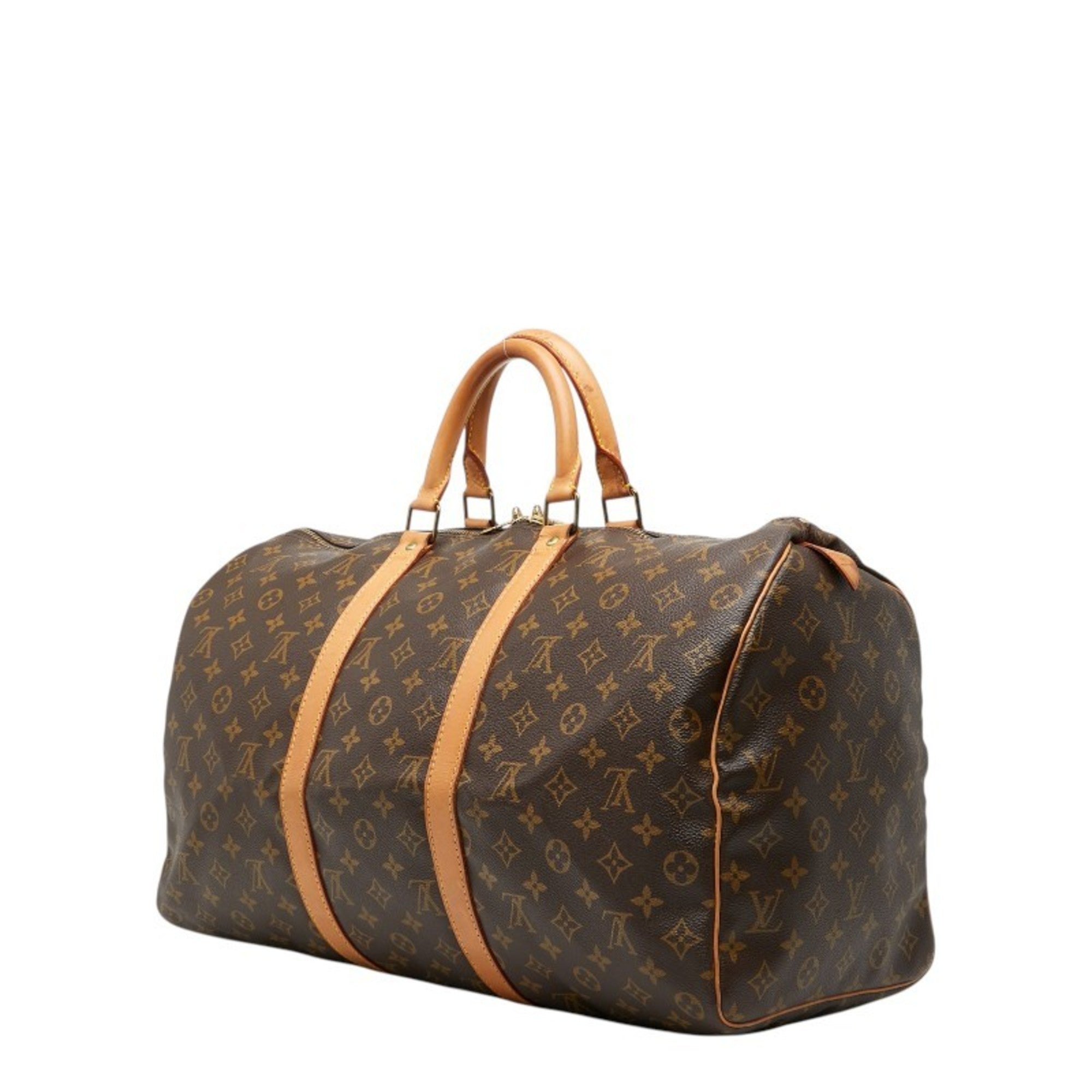 Louis Vuitton Monogram Brown Pvc Leather Boston Bag Handbag (Pre-Owned)