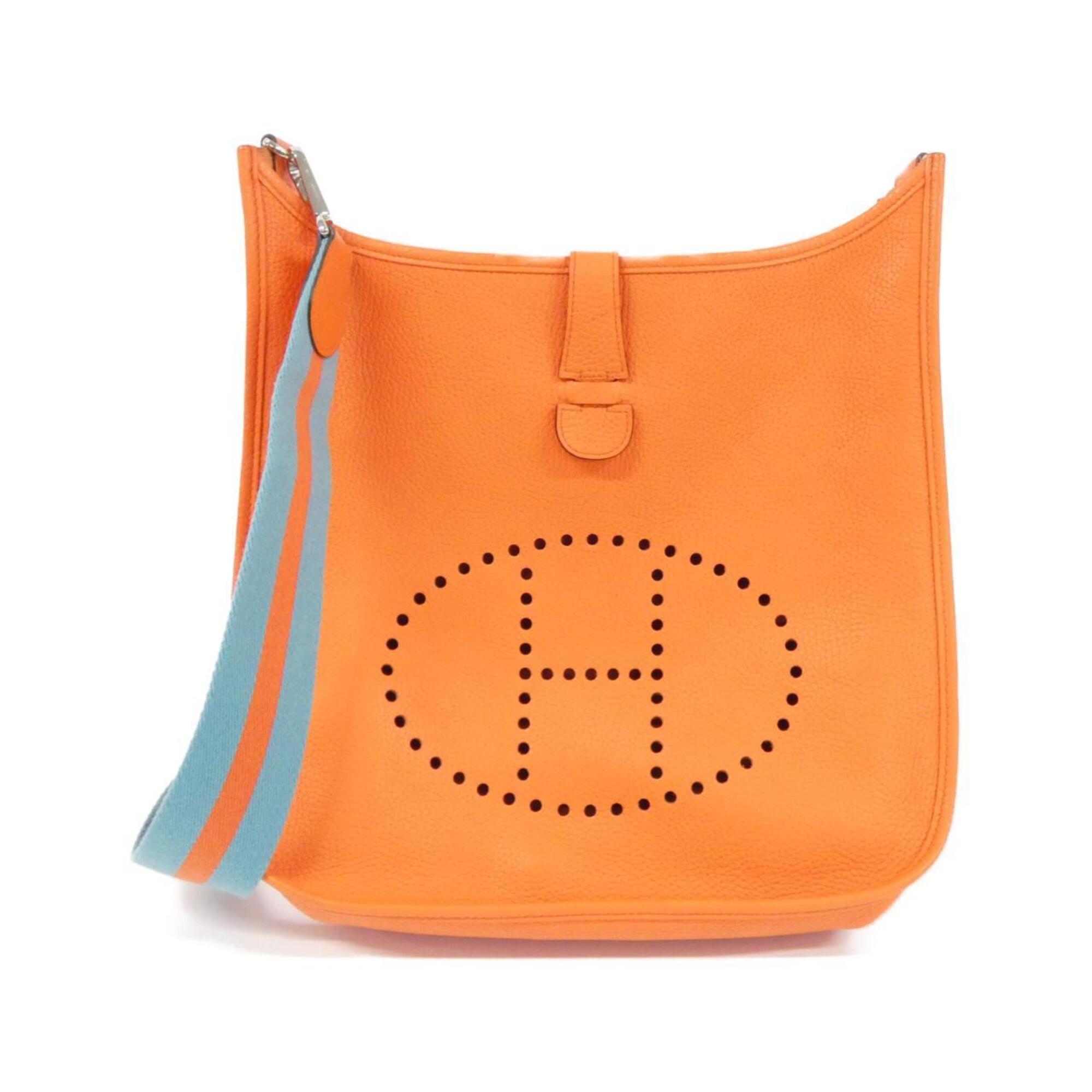 Hermes Orange Orange Poppy Taurillon Clemence Leather Shoulder Bag (Pre-Owned)