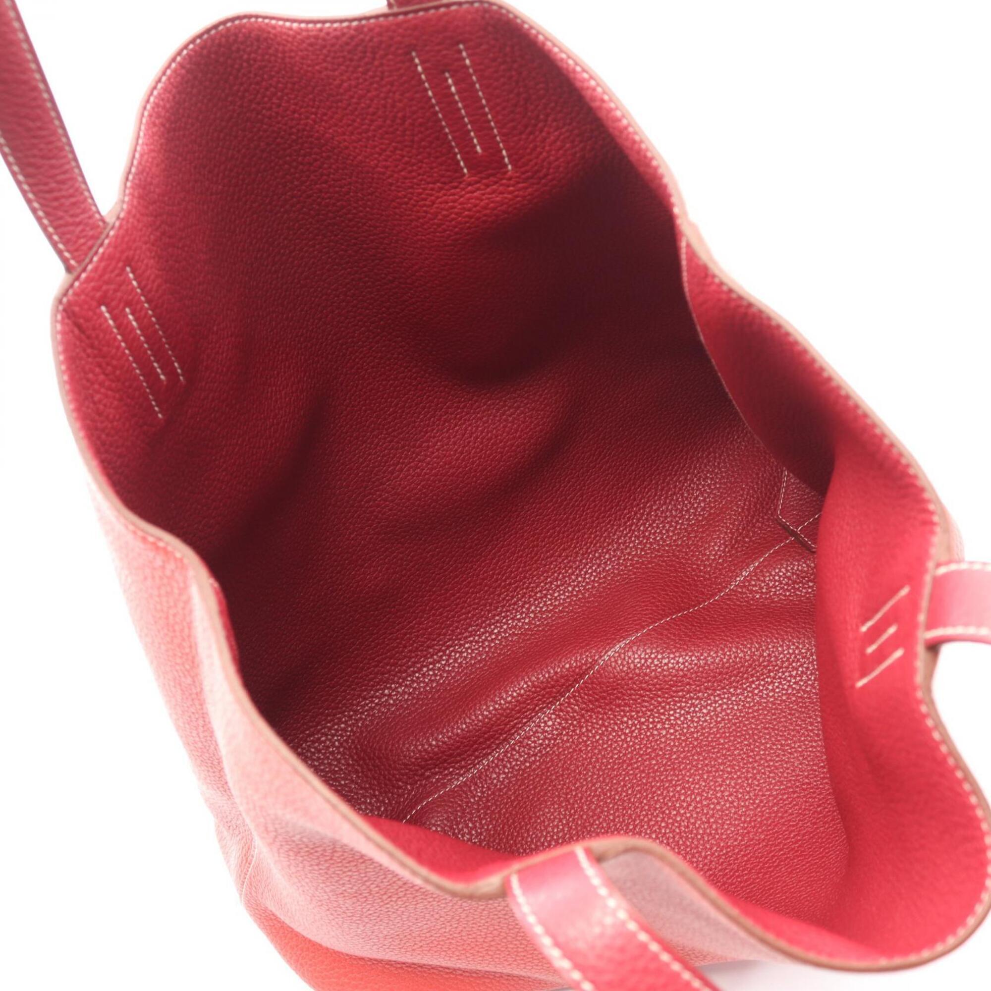 Hermes Bordeaux Pink Ruby Taurillon Clemence Leather Handbag Tote Bag (Pre-Owned)
