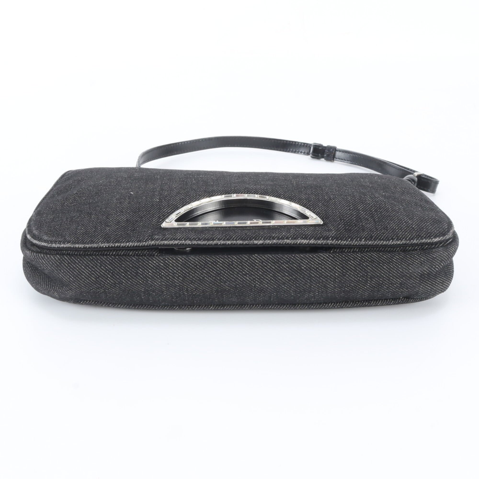 Christian Dior Black Leather Canvas Handbag Shoulder Bag Tote Bag (Pre-Owned)