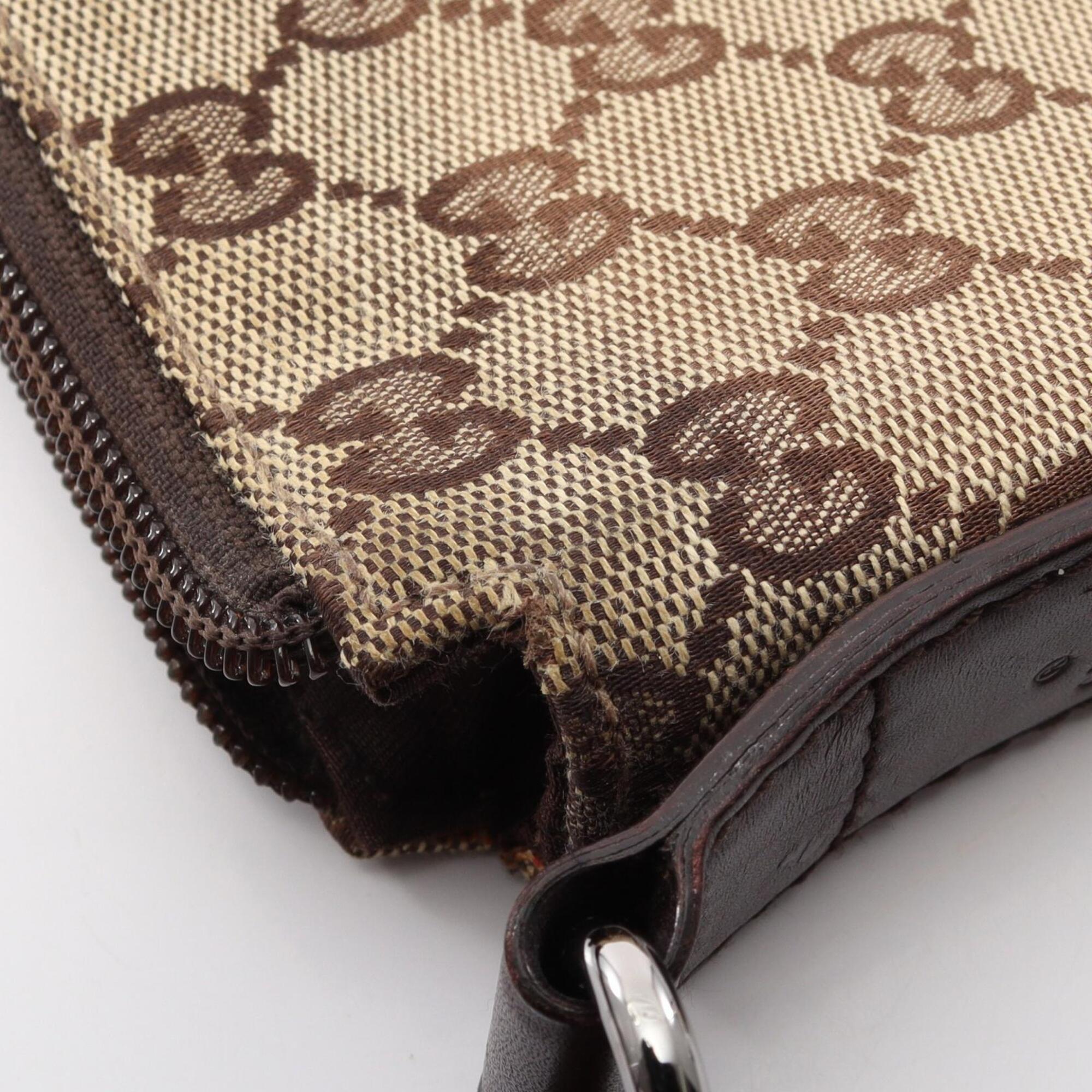 Gucci Beige Brown Canvas Leather Handbag Shoulder Bag (Pre-Owned)