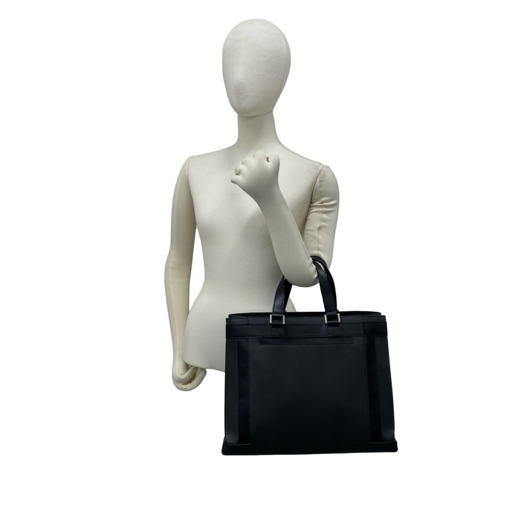 Louis Vuitton Black Leather Briefcase Tote Bag (Pre-Owned)