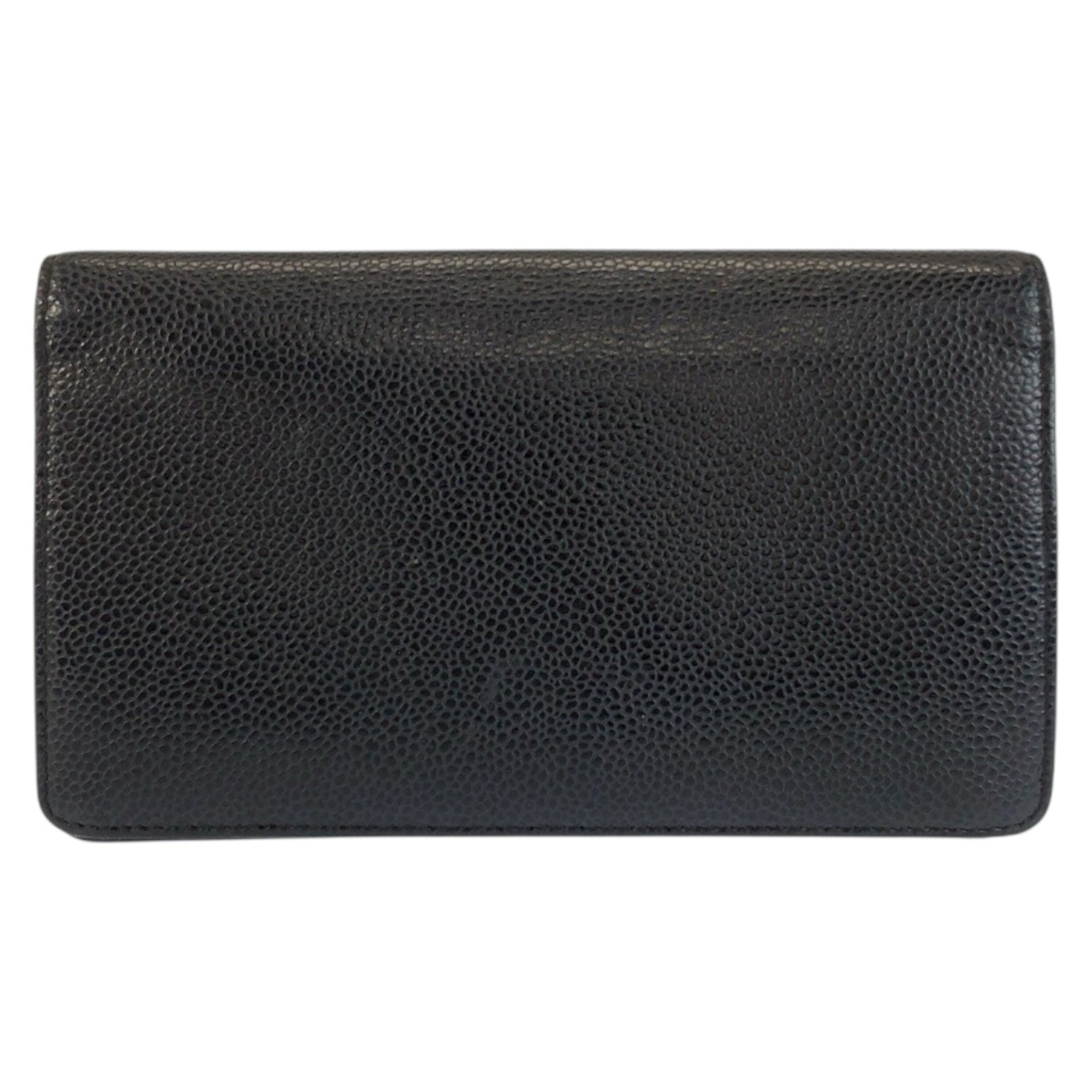 Chanel Black Leather Long Wallet (Bi-Fold) (Pre-Owned)