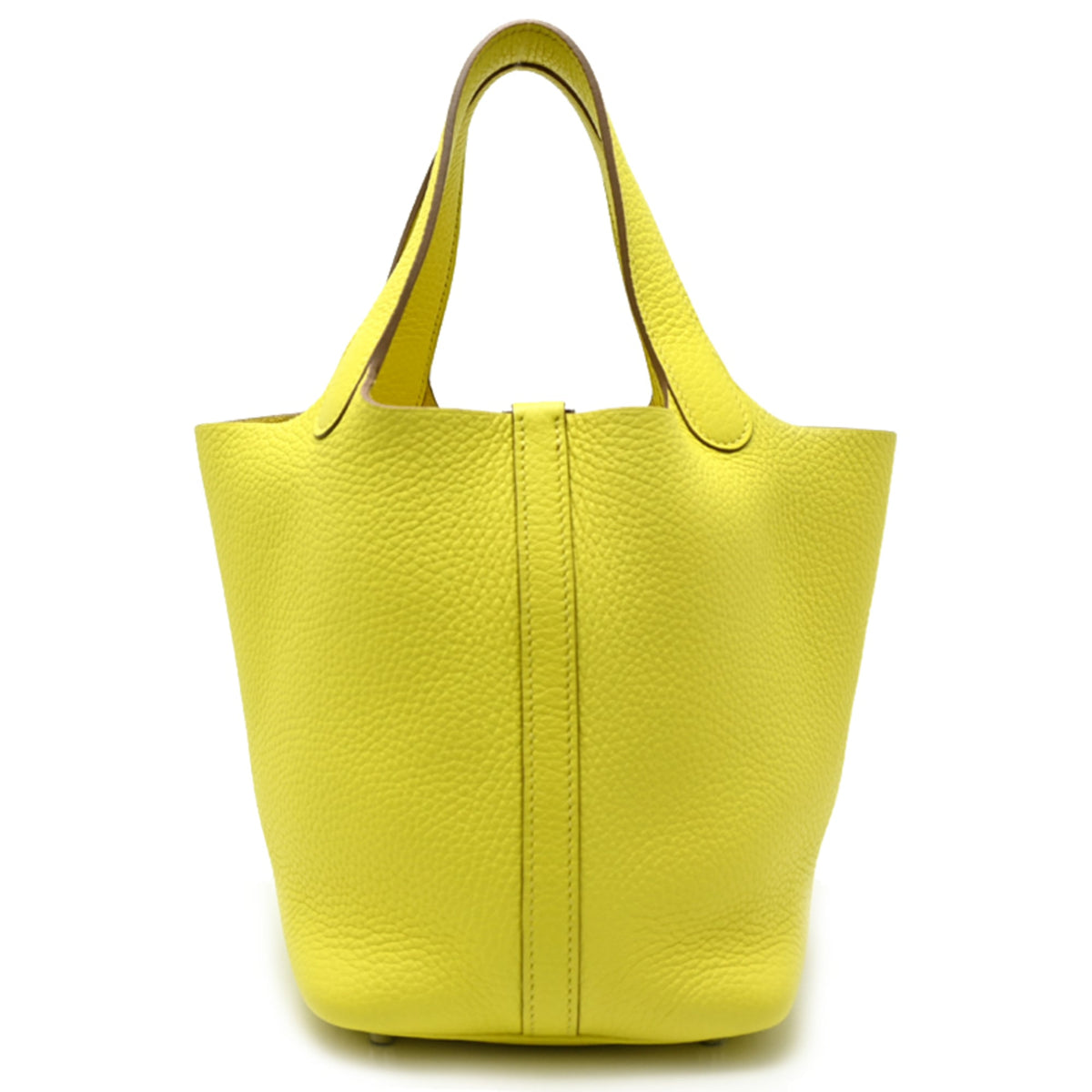 Hermes Lime Yellow Taurillon Clemence Leather Handbag (Pre-Owned)