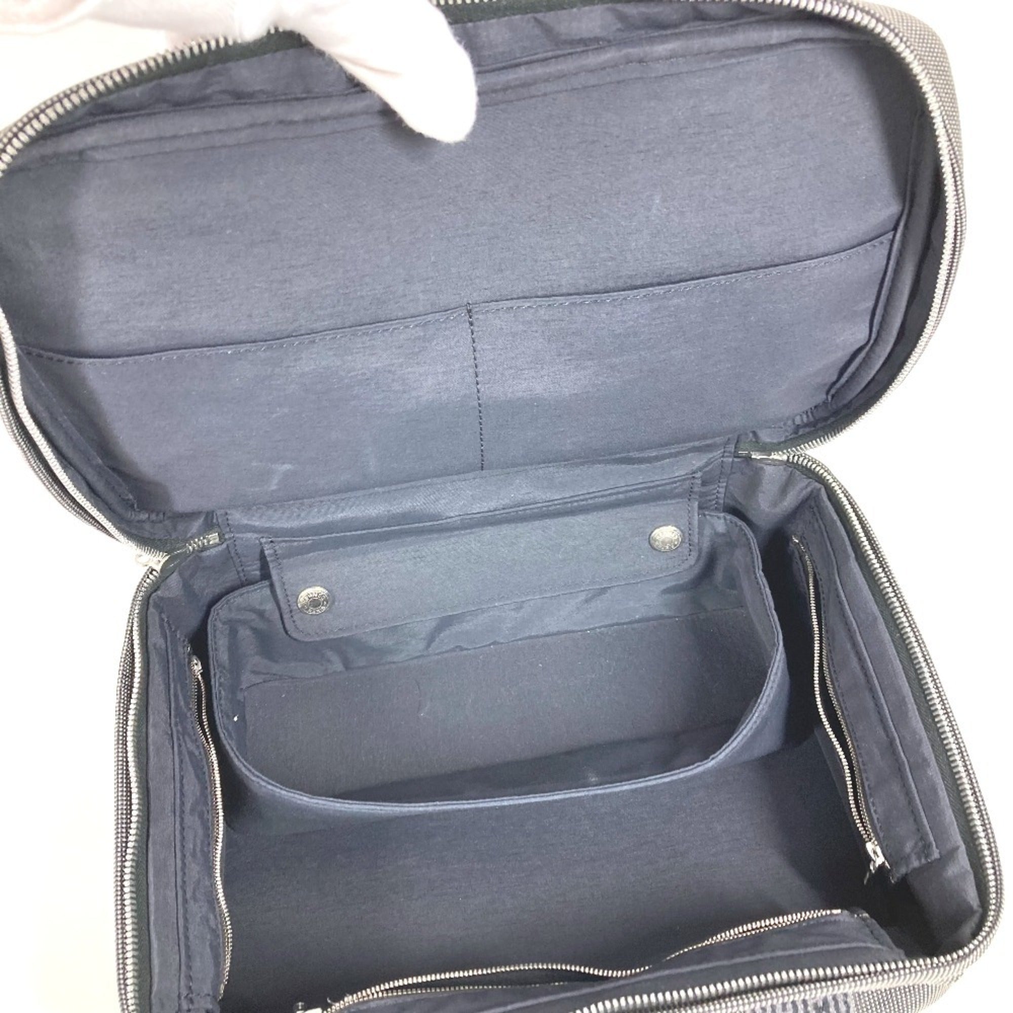 Hermes Gray Canvas Handbag Pouch Vanity Bag (Pre-Owned)