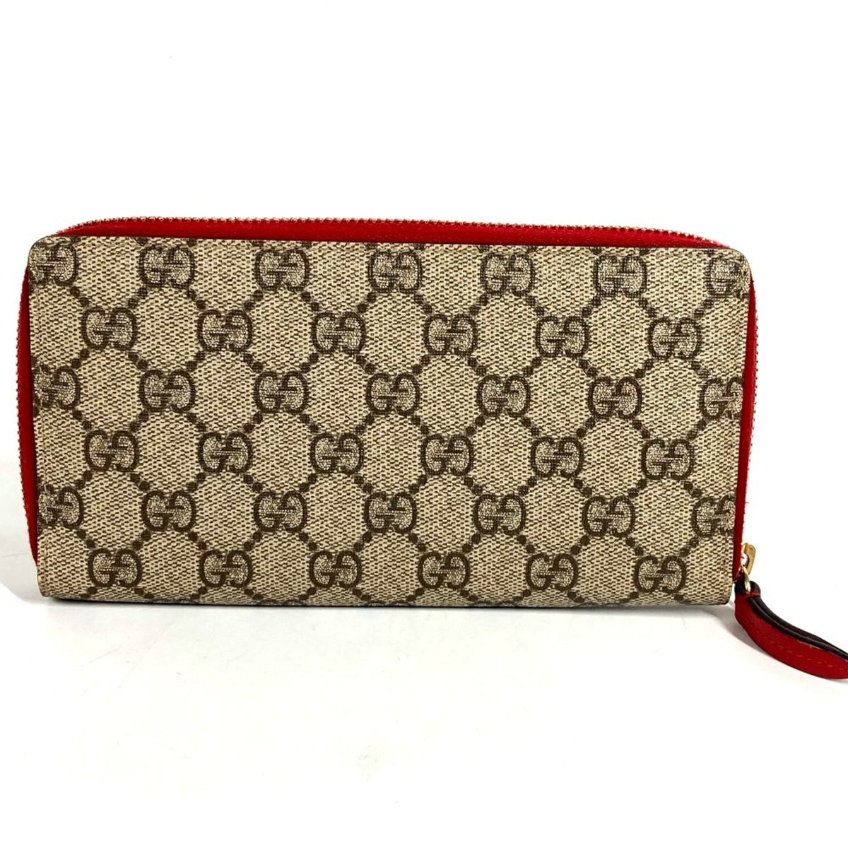 Gucci Beige Red Color Gg Supreme Long Wallet (Bi-Fold) (Pre-Owned)