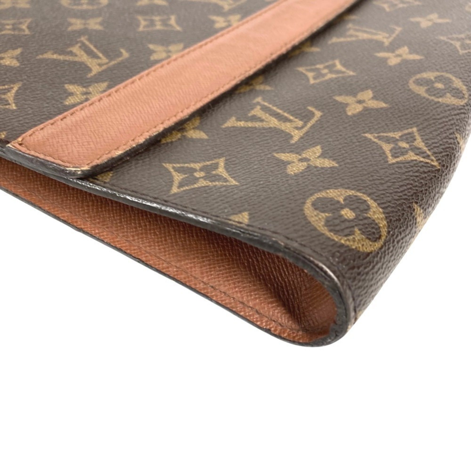 Louis Vuitton Brown Monogram Canvas Clutch Bag (Pre-Owned)