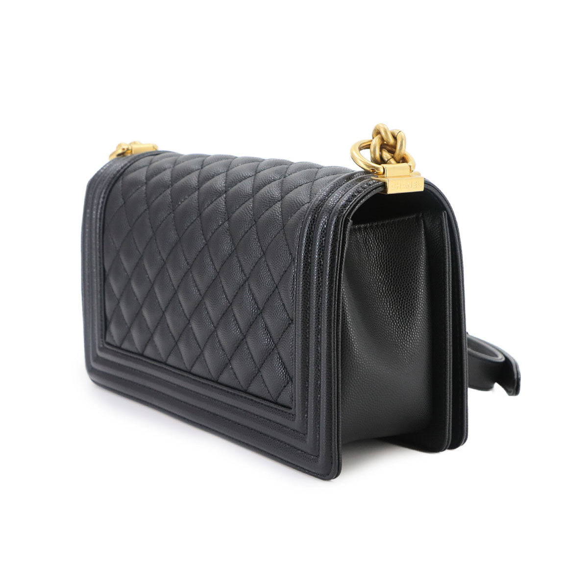 Chanel Black Grained Calfskin Handbag Shoulder Bag (Pre-Owned)
