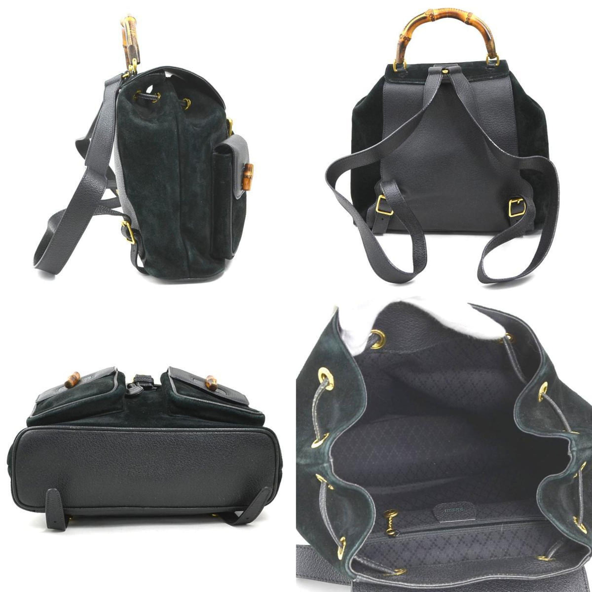 Gucci Black Suede Leather Backpack (Pre-Owned)