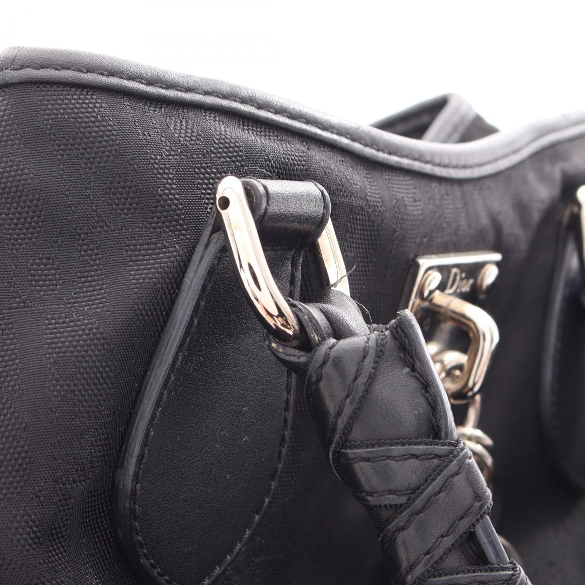 Christian Dior Black Nylon Leather Handbag Tote Bag (Pre-Owned)
