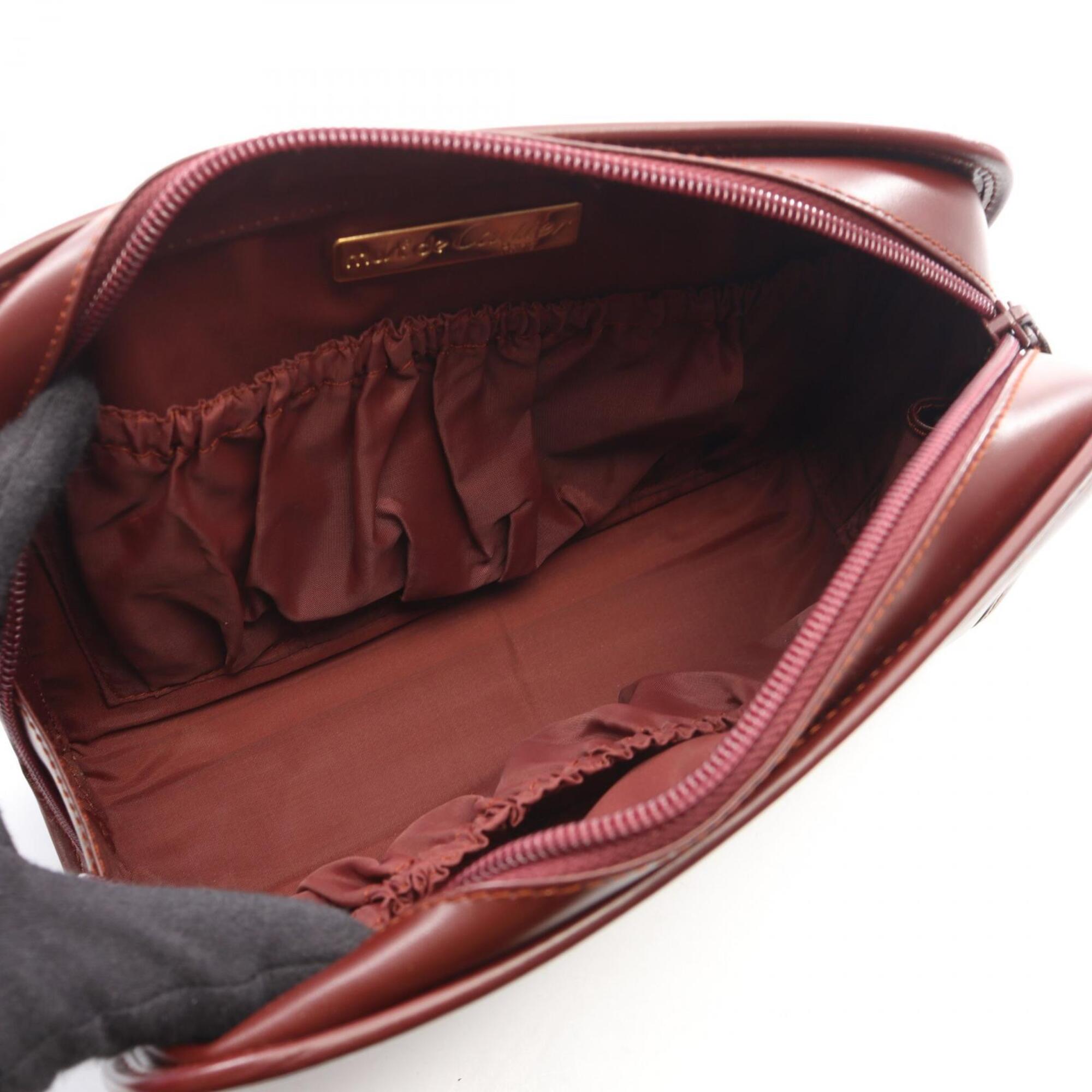 Cartier Bordeaux Leather Clutch Bag Handbag (Pre-Owned)
