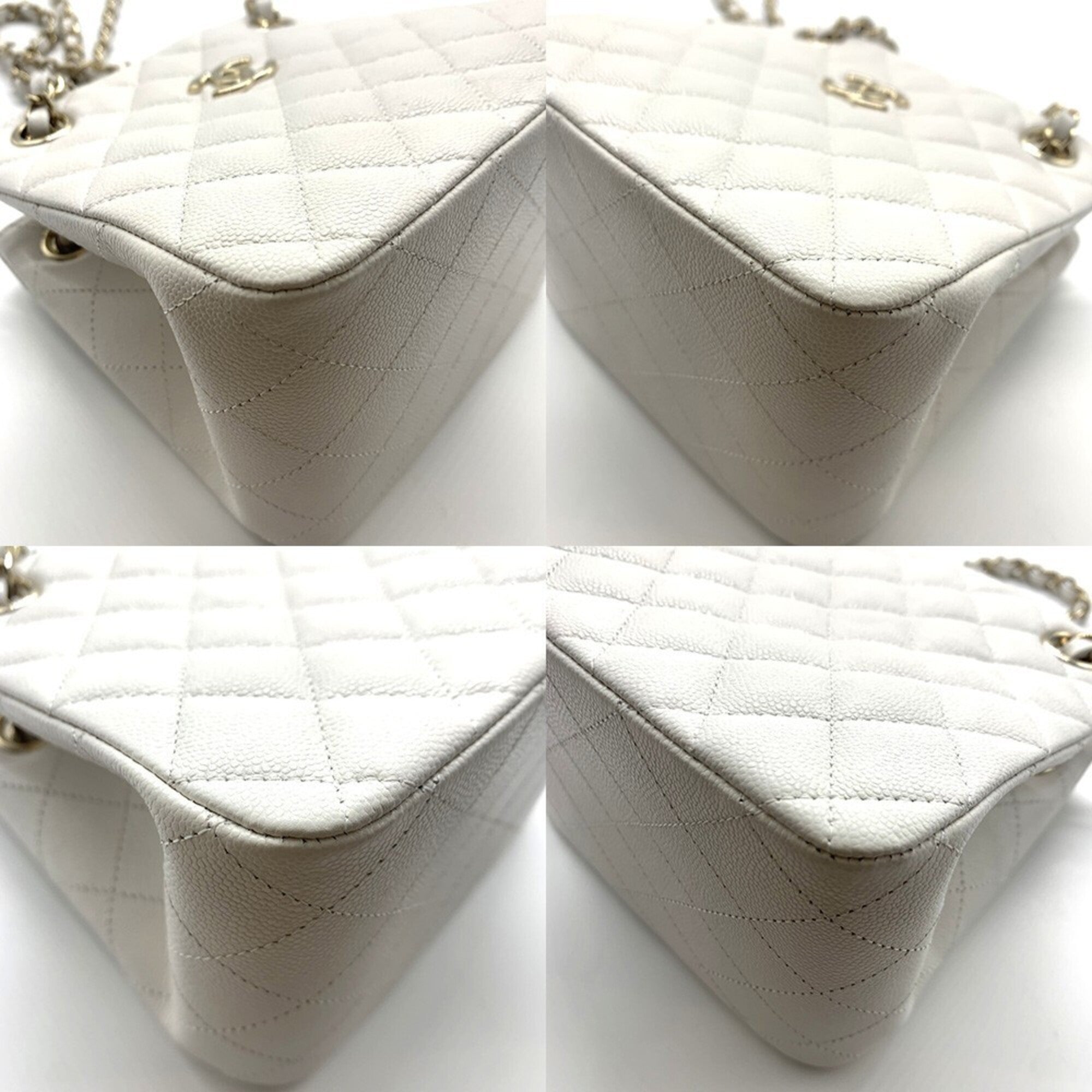 Chanel Matelasse White Grained Calfskin Shoulder Bag (Pre-Owned)
