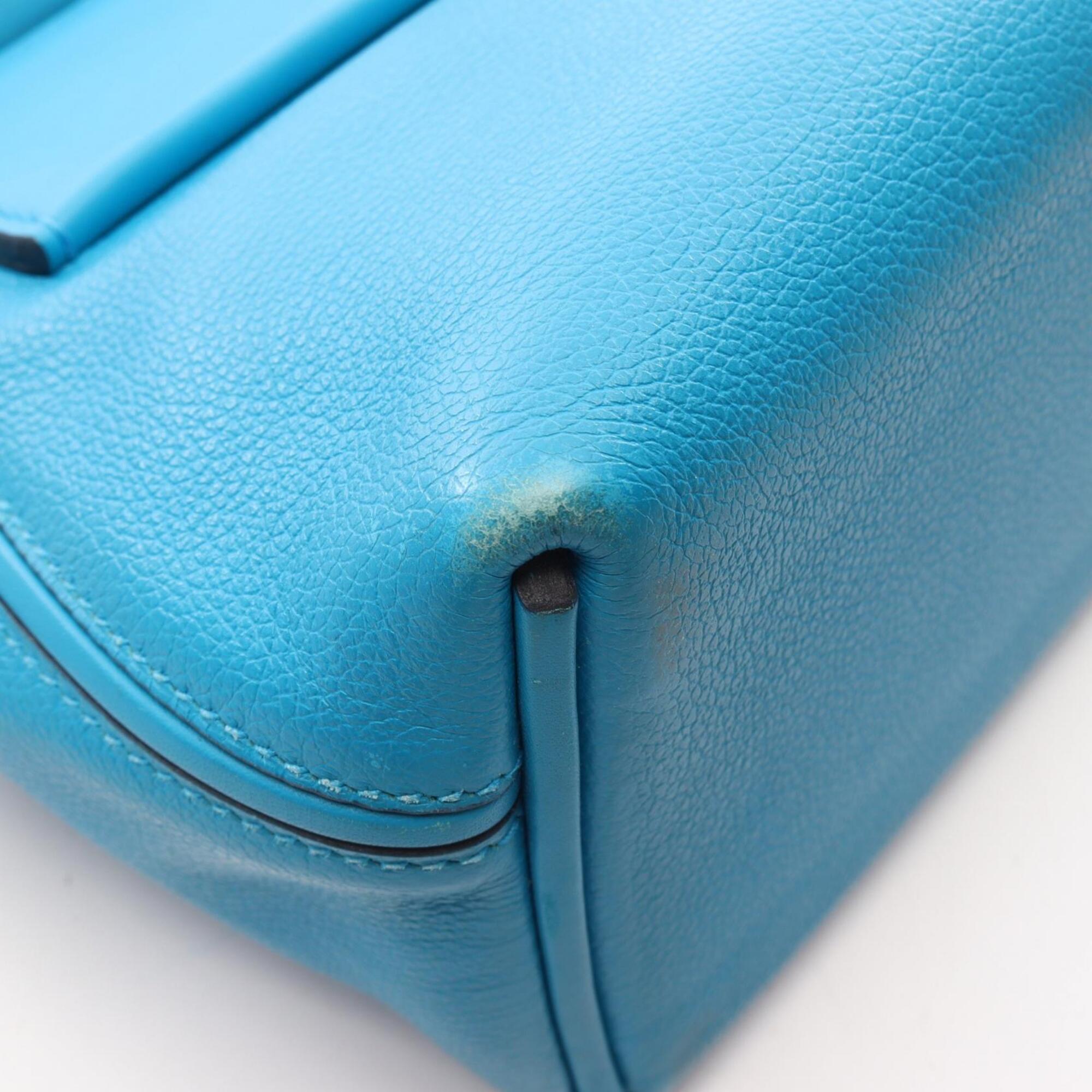 Hermes Blue Evercalf Leather Handbag (Pre-Owned)