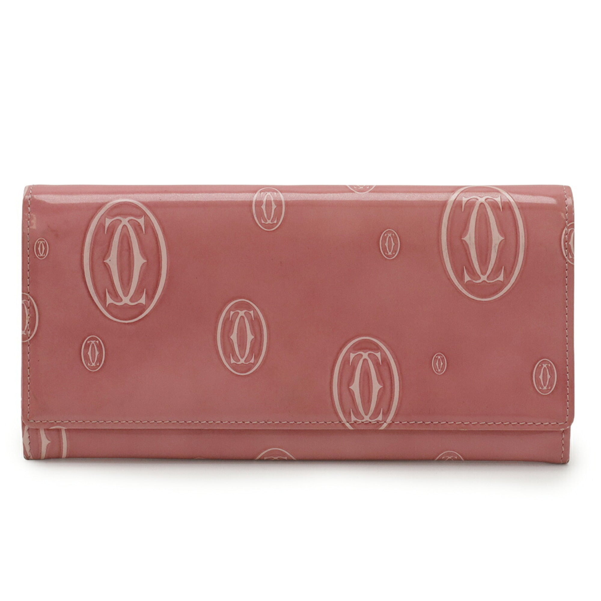 Cartier Pink Patent Leather Long Wallet (Bi-Fold) (Pre-Owned)