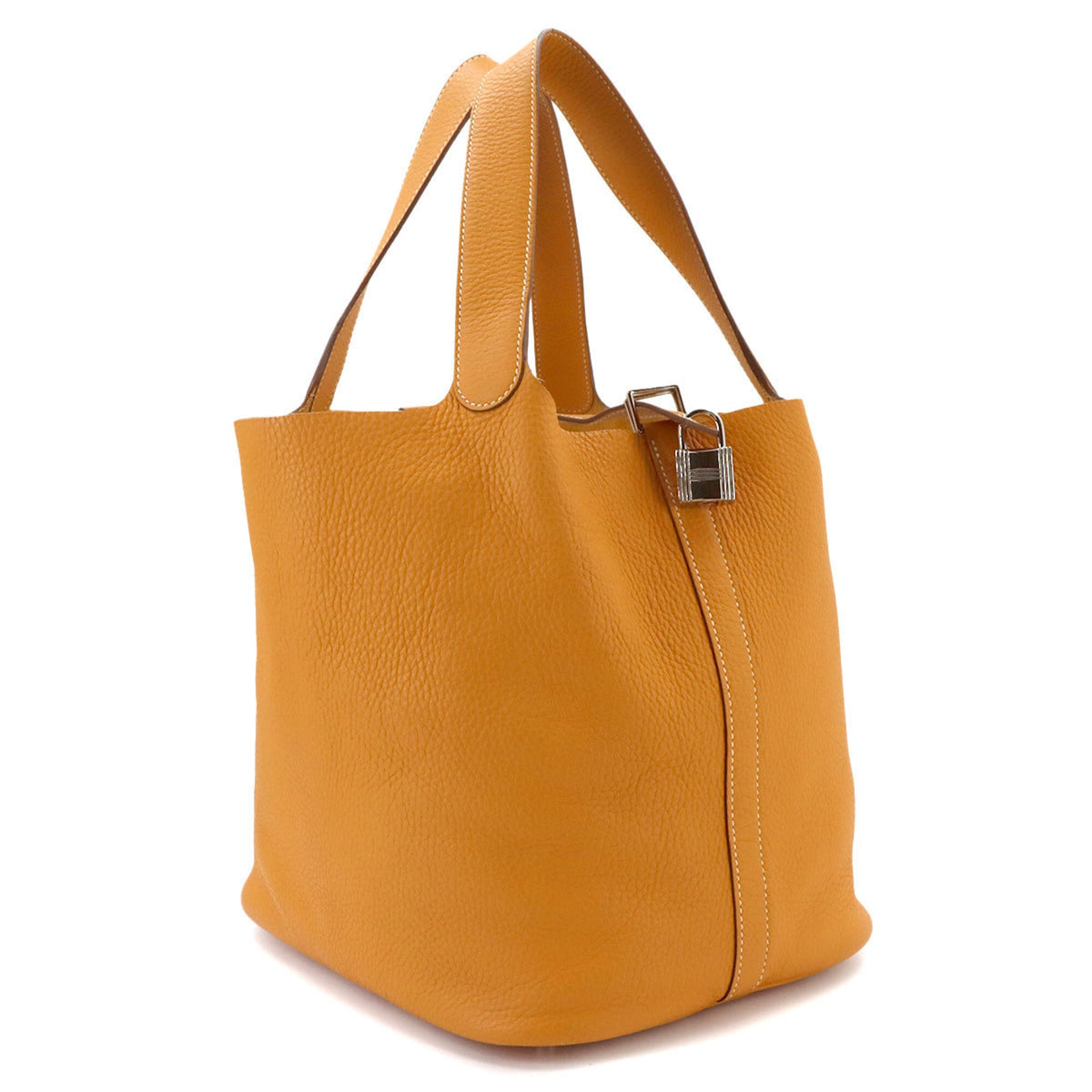 Hermes Moutarde Taurillon Clemence Leather Handbag (Pre-Owned)