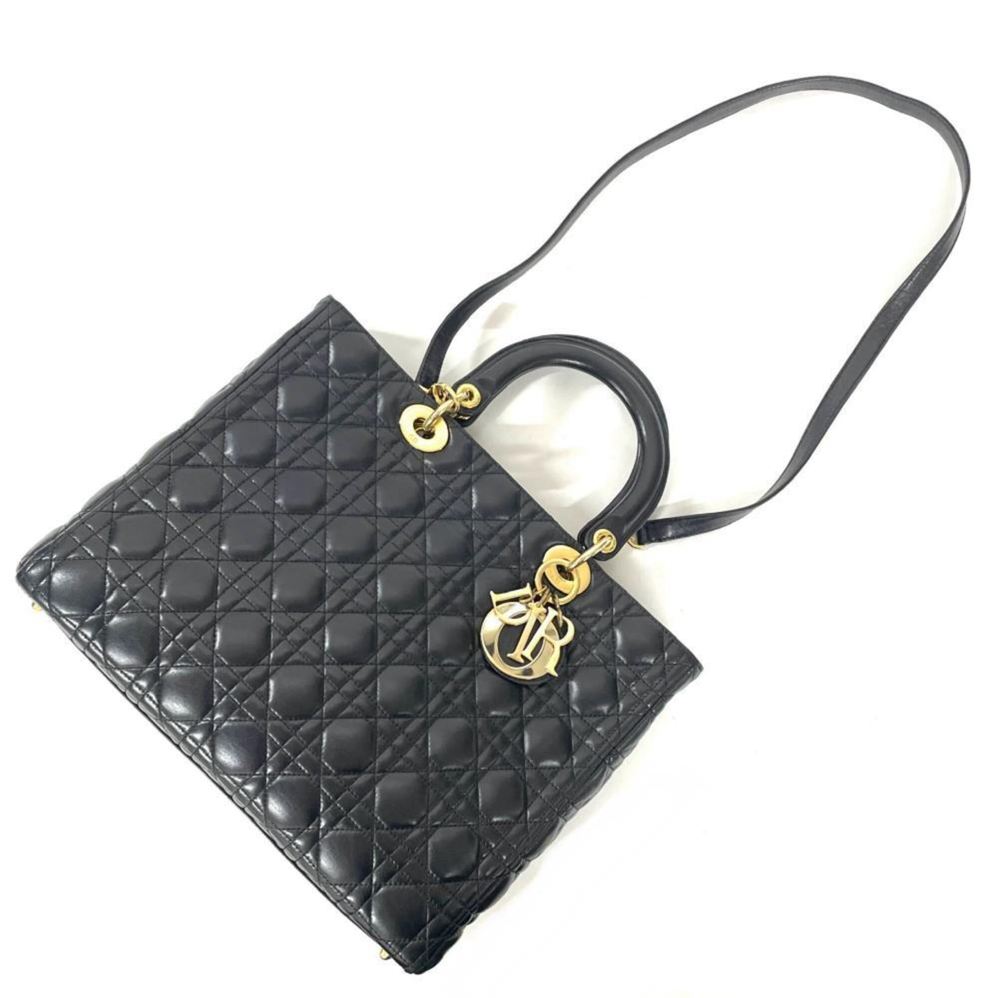 Christian Dior Lady Dior Black Leather Handbag (Pre-Owned)