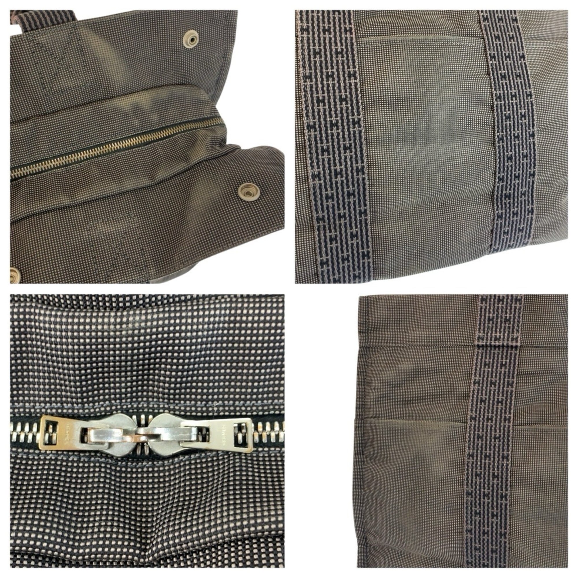 Hermes Gray Polyamide Handbag Tote Bag (Pre-Owned)