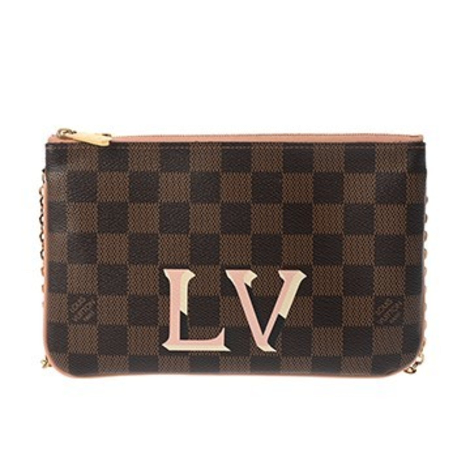 Louis Vuitton Brown Pink Damier Canvas Pochette Shoulder Bag (Pre-Owned)