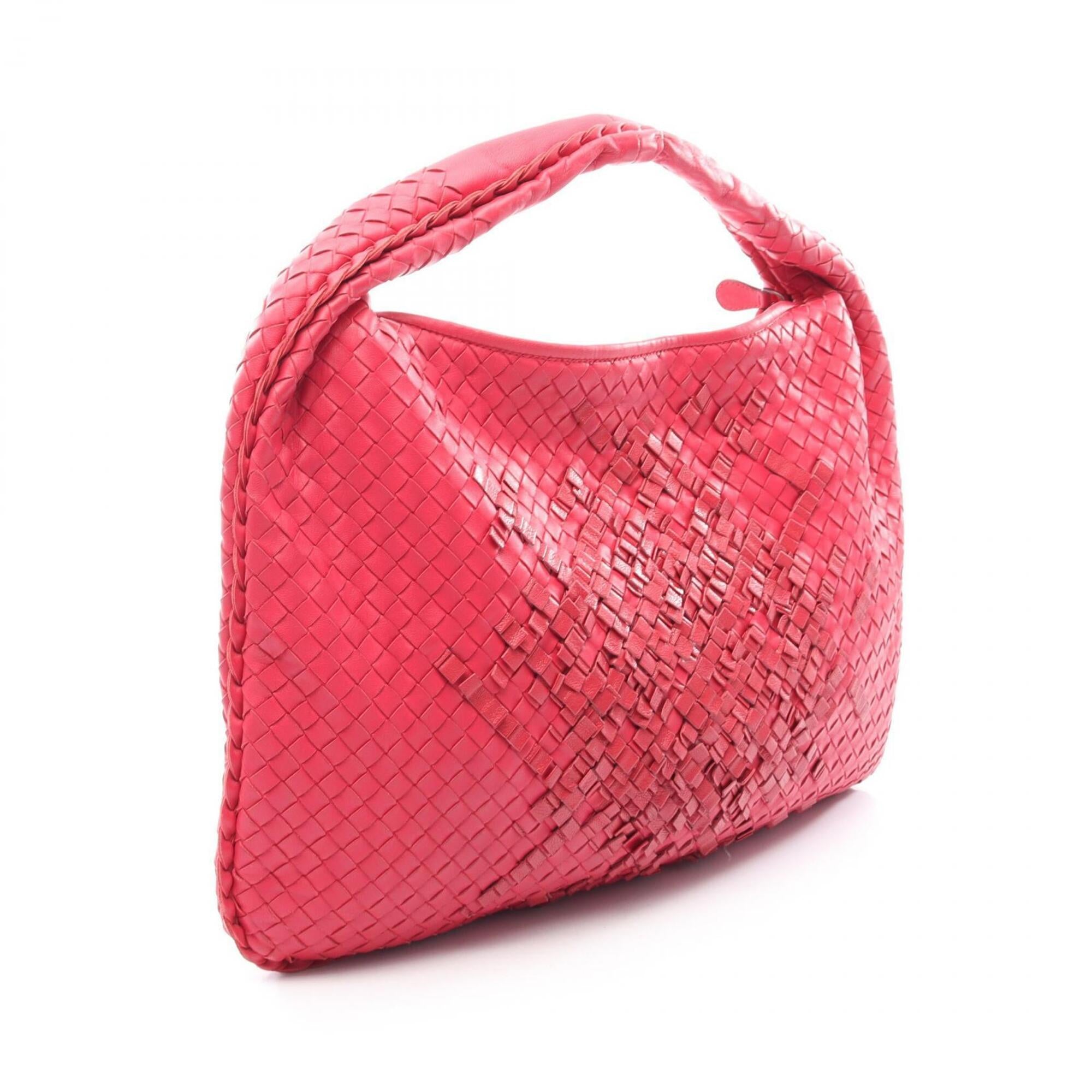 Bottega Veneta Pink Red Color Leather Handbag (Pre-Owned)
