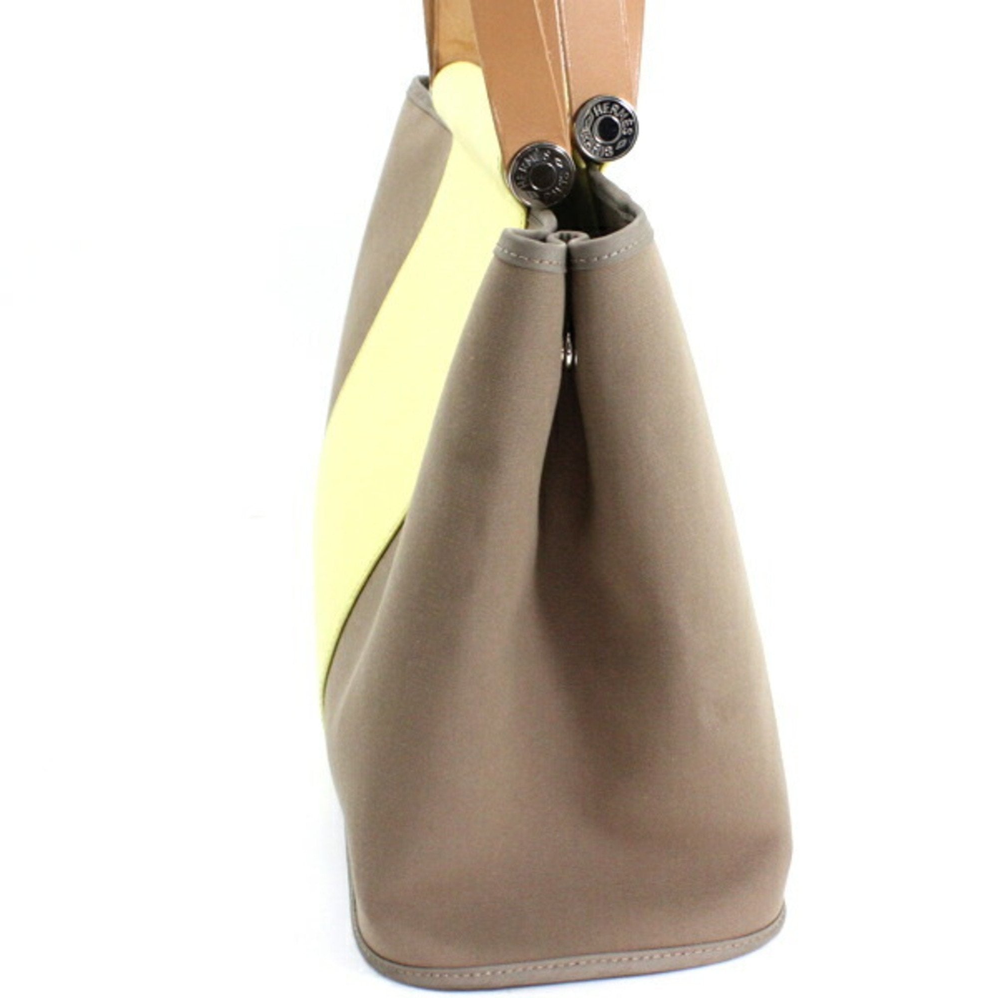 Hermes Etoupe Gray Soufre Toile Officier Leather Handbag (Pre-Owned)