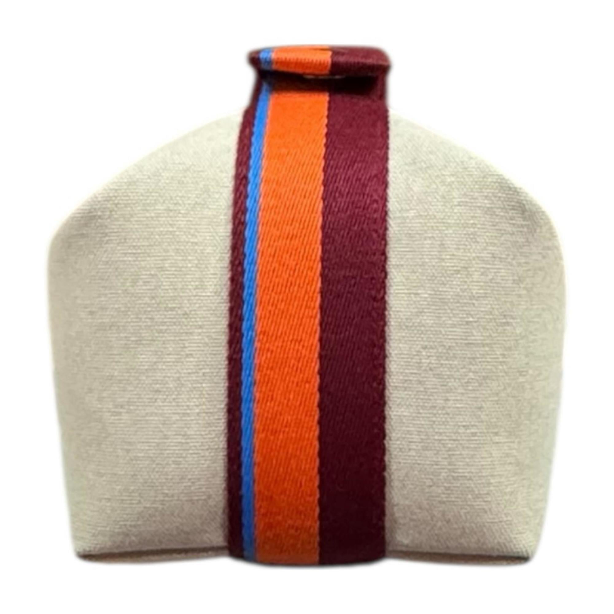 Hermes Blue Brown Multi-Color Natural Orange White Cotton Handbag (Pre-Owned)