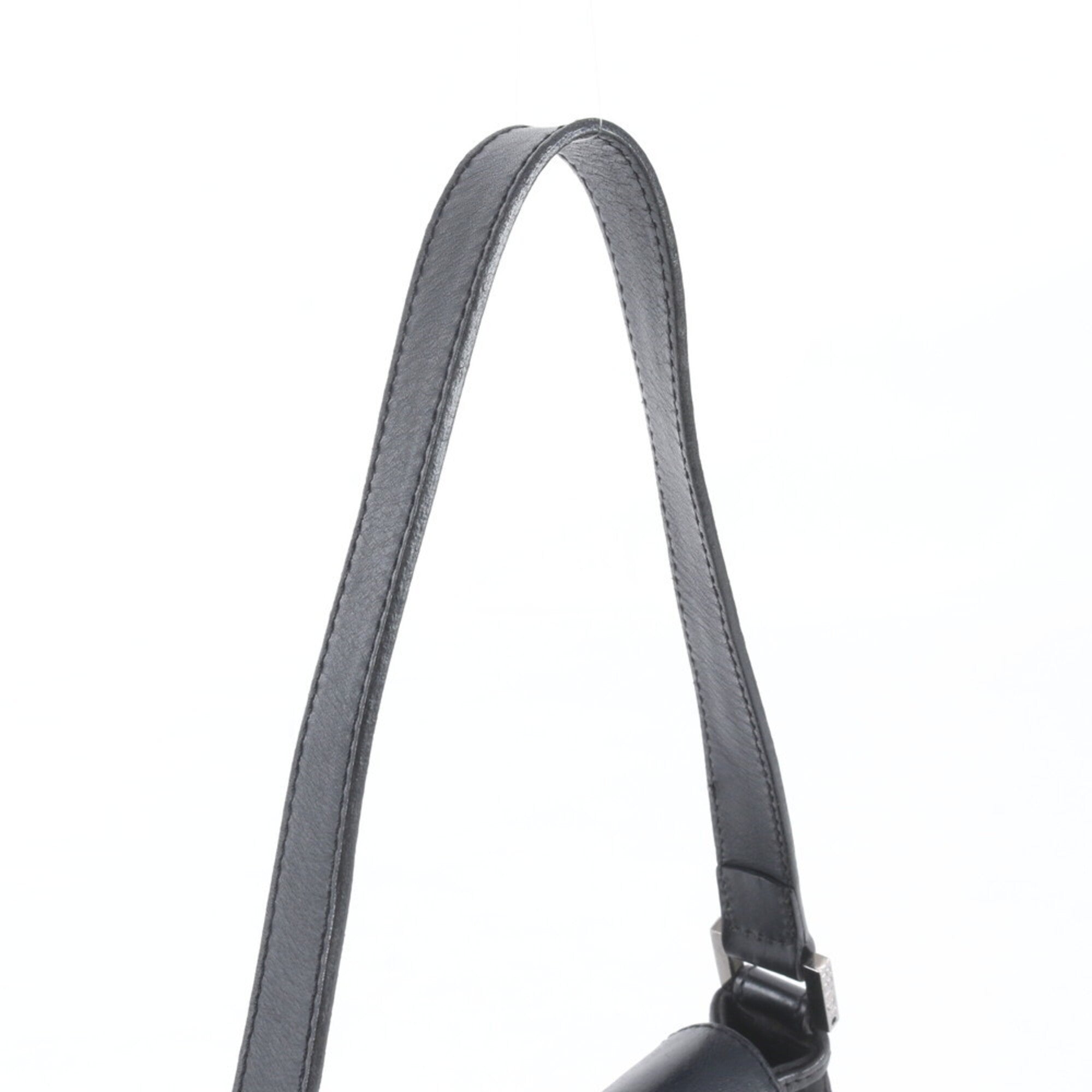 Fendi Black Leather Canvas Handbag Shoulder Bag Tote Bag (Pre-Owned)