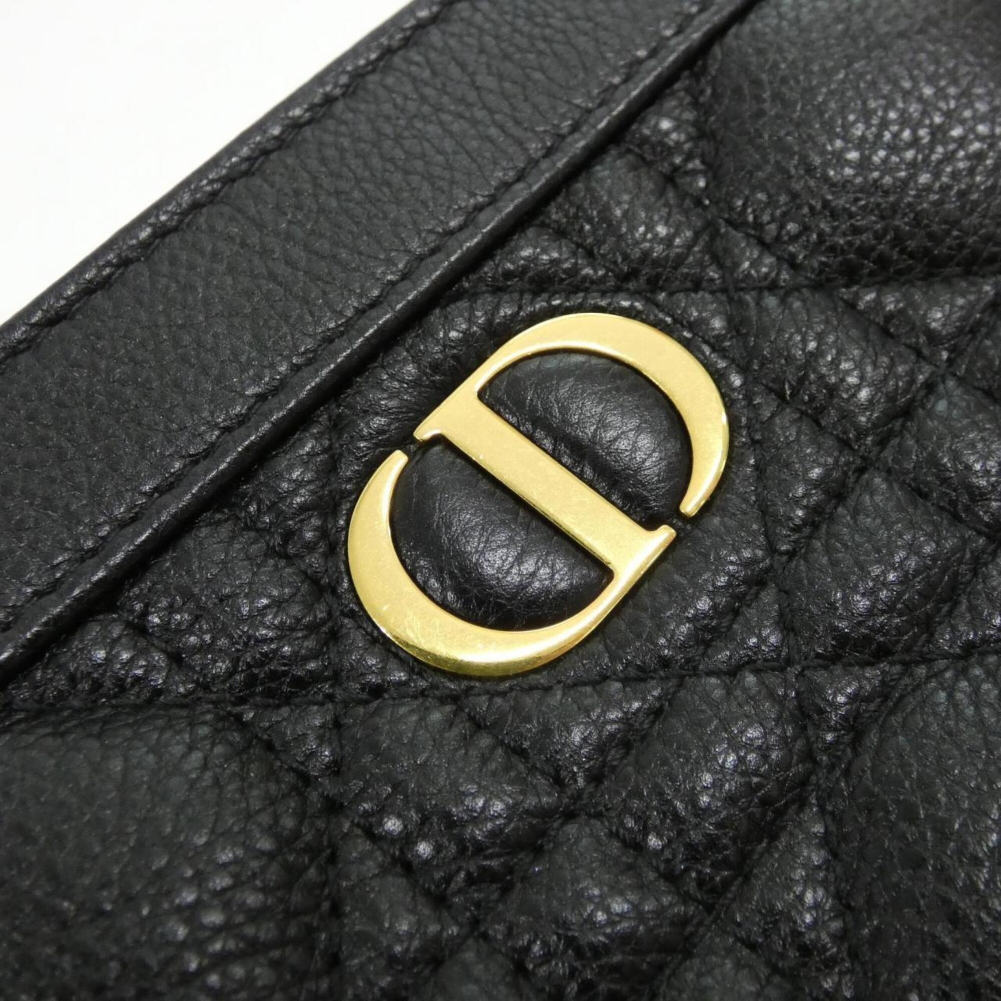 Christian Dior Black Leather Handbag Pouch Shoulder Bag (Pre-Owned)