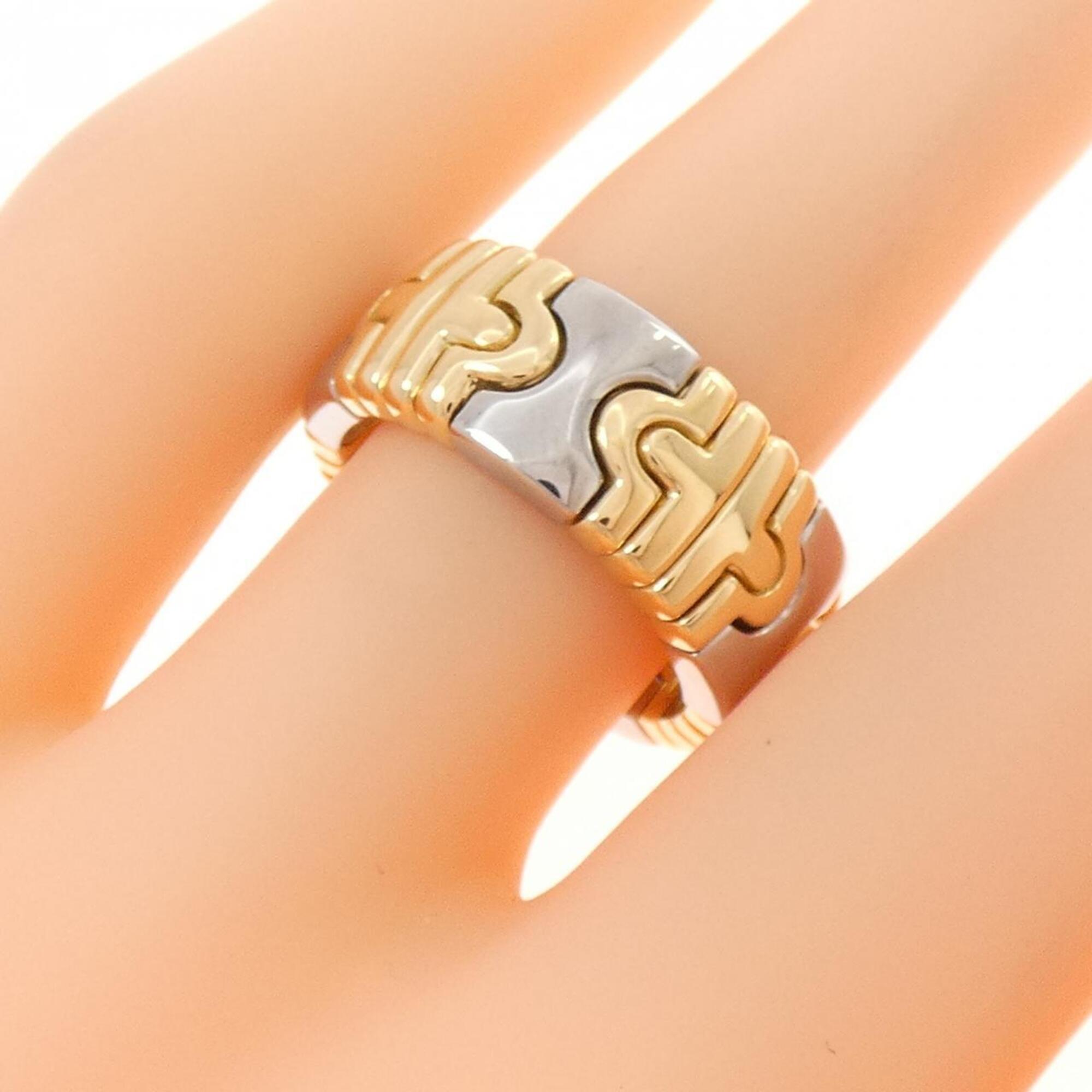 Bvlgari Silver Yellow Gold Yellow Gold (18K) Stainless Steel Band Ring (Pre-Owned)