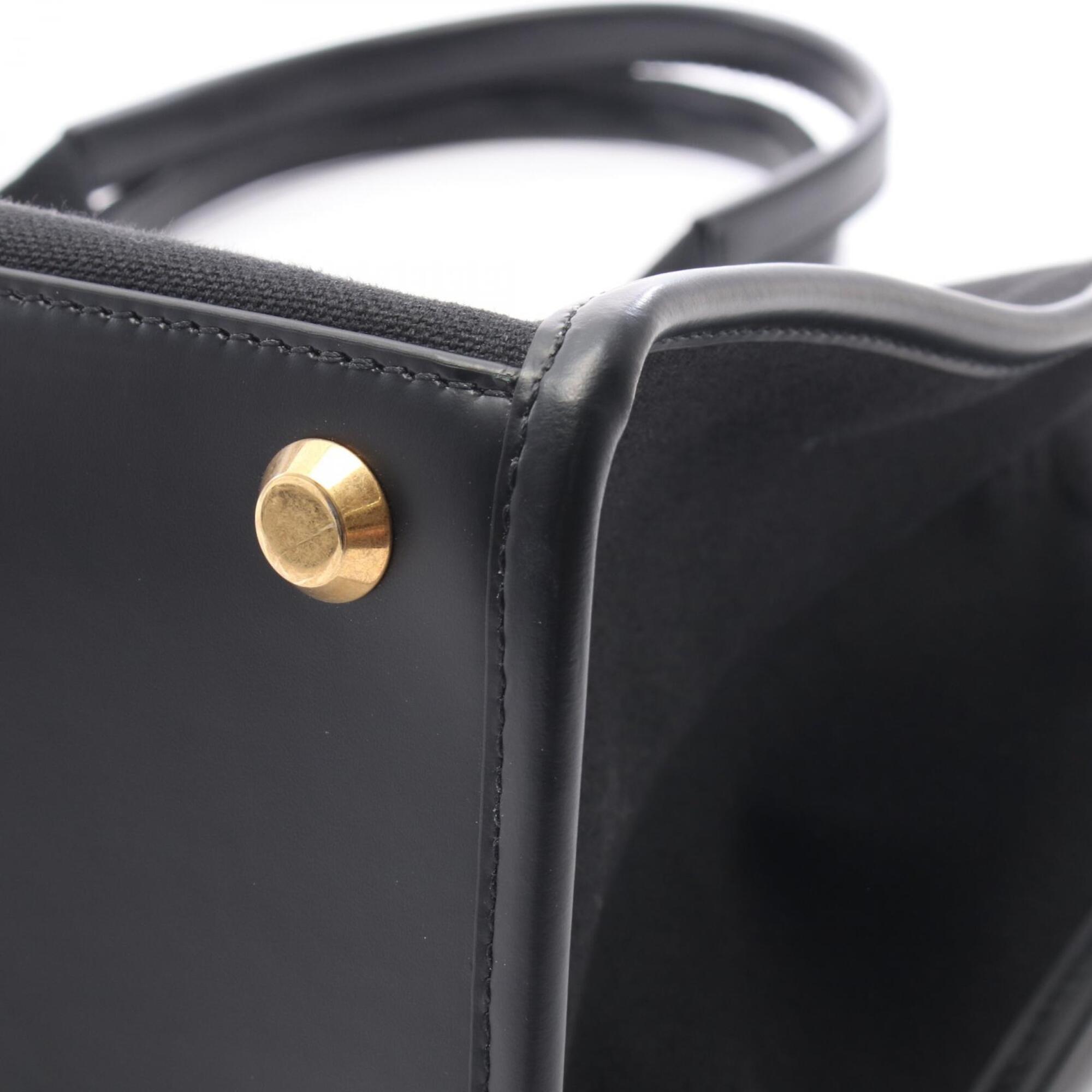 Balenciaga Black Canvas Leather Handbag Tote Bag (Pre-Owned)
