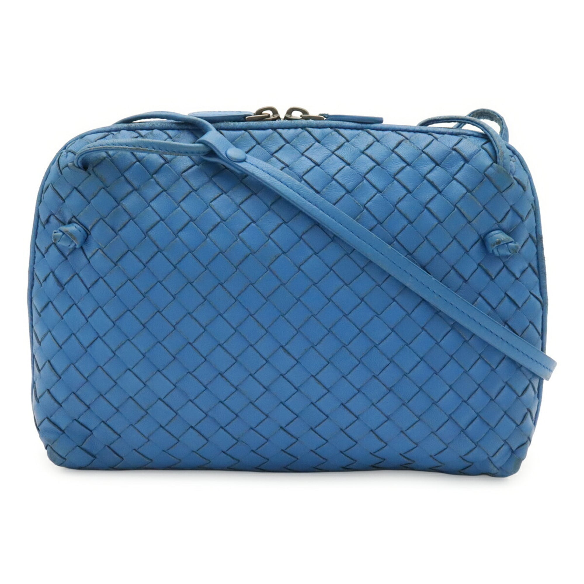Bottega Veneta Blue Intrecciato Pochette Shoulder Bag (Pre-Owned)