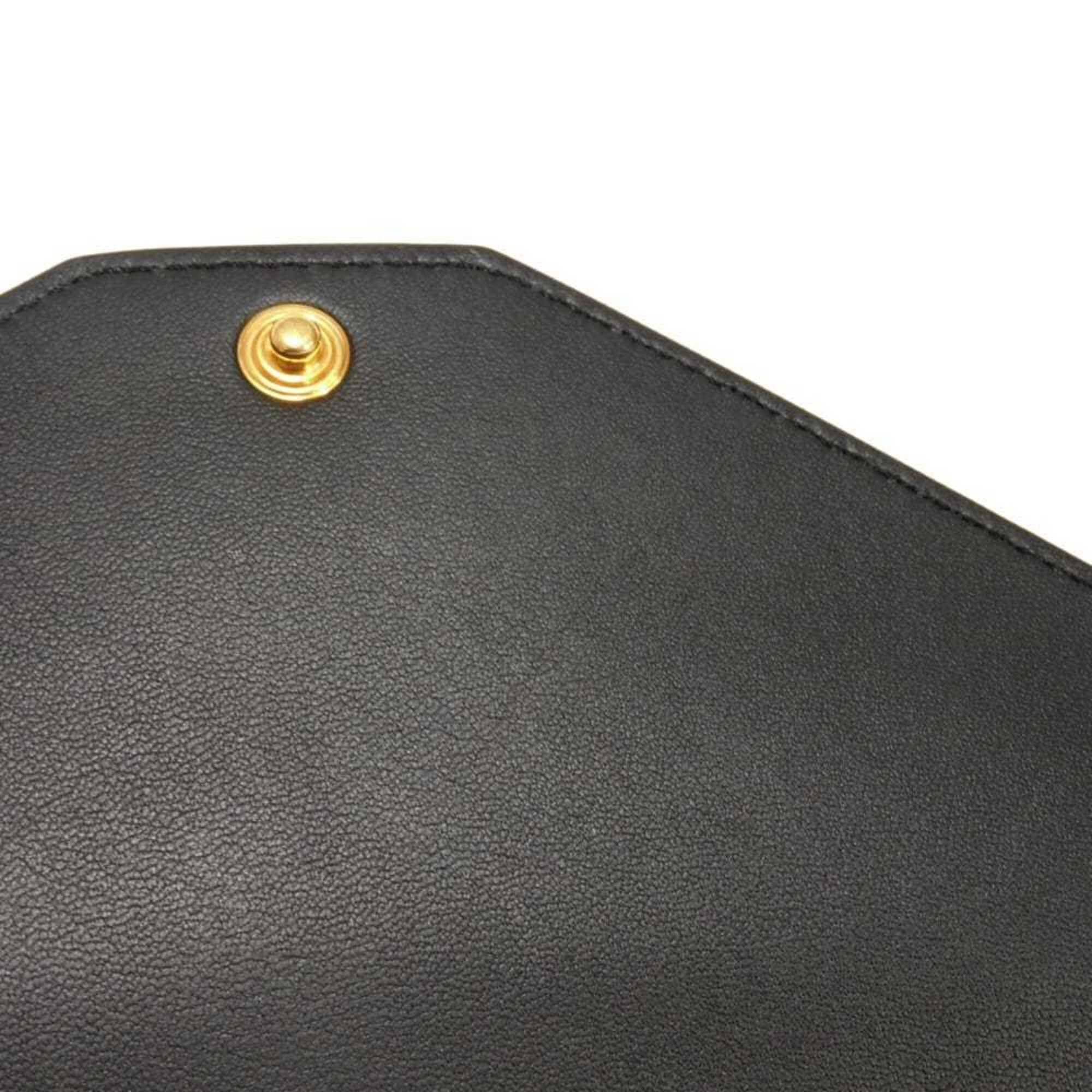 Celine Black White Leather Clutch Bag Shoulder Bag (Pre-Owned)