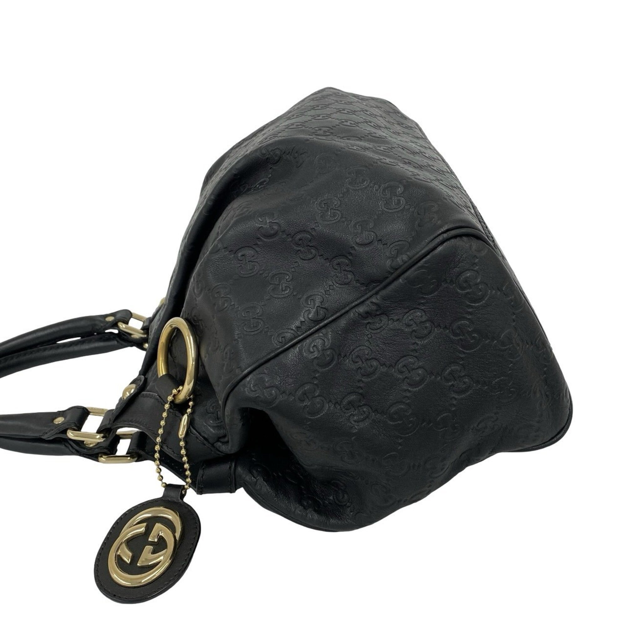 Gucci Black Leather Handbag Shoulder Bag Tote Bag (Pre-Owned)