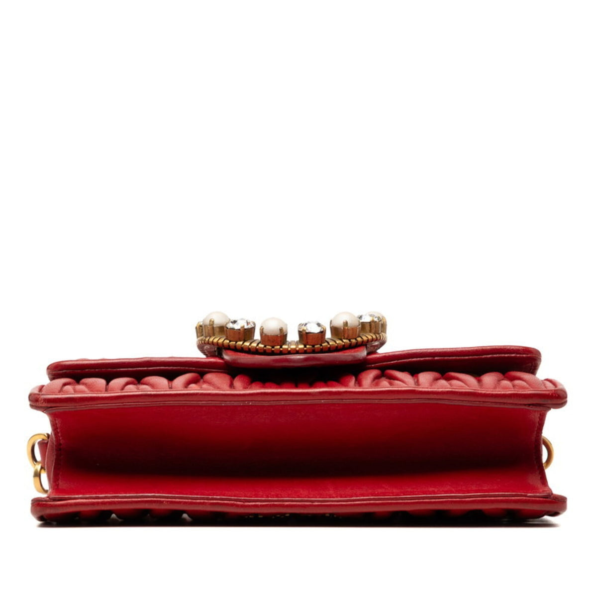 Miu Miu Matelasse Red Color Leather Shoulder Bag (Pre-Owned)