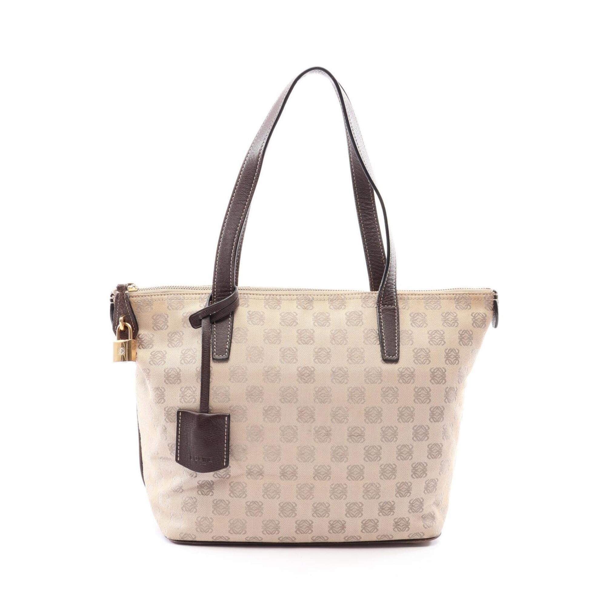 Loewe Beige Brown Canvas Leather Handbag Tote Bag (Pre-Owned)