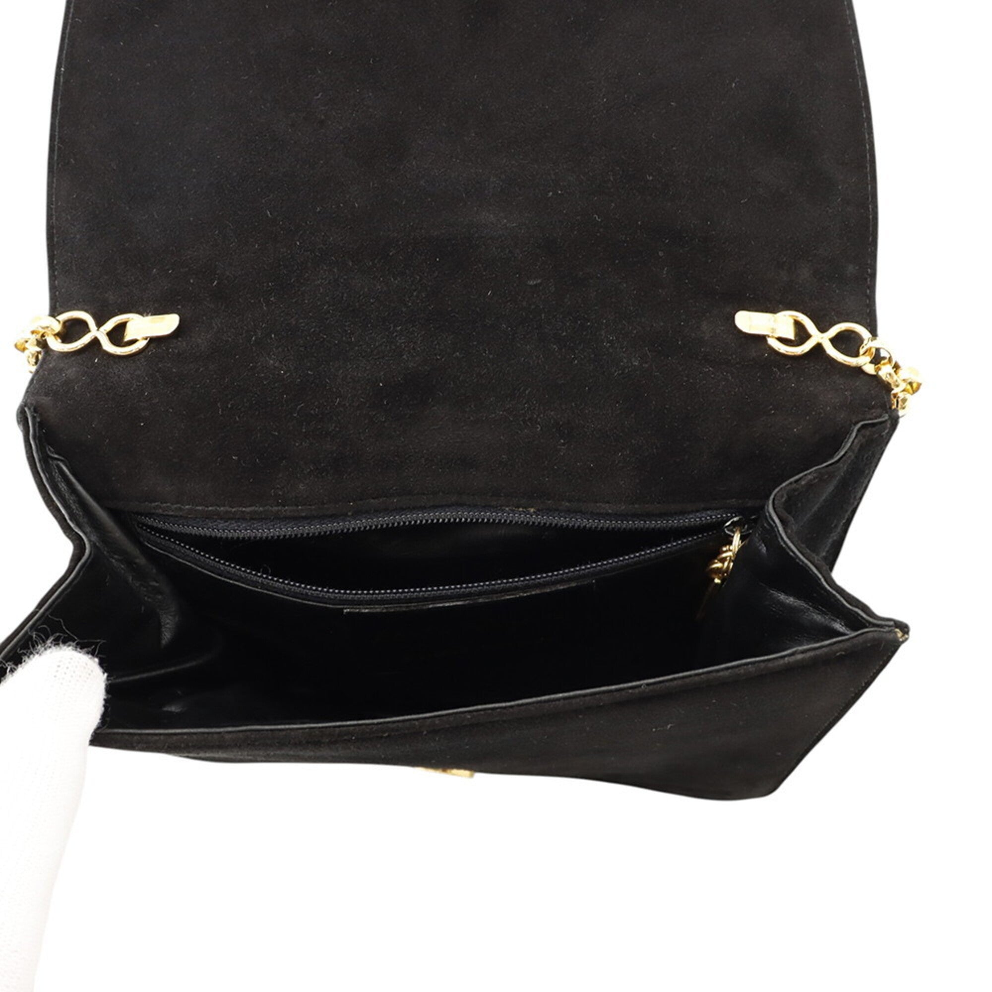 Salvatore Ferragamo Black Suede Shoulder Bag (Pre-Owned)