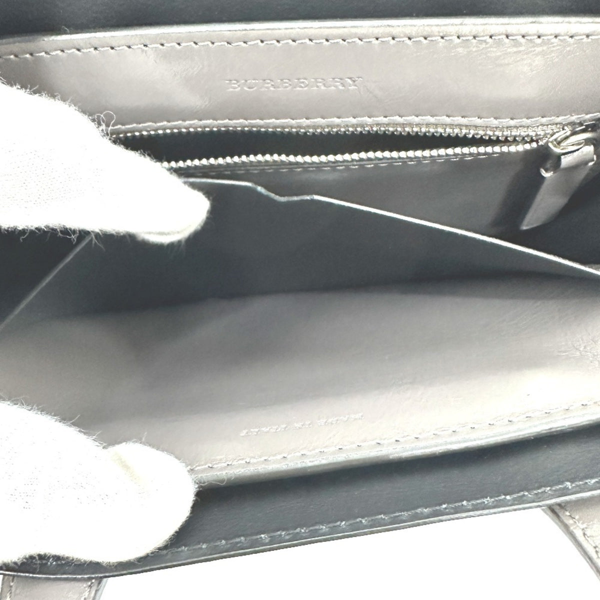 Burberry Gray Elastane Leather Handbag Shoulder Bag (Pre-Owned)