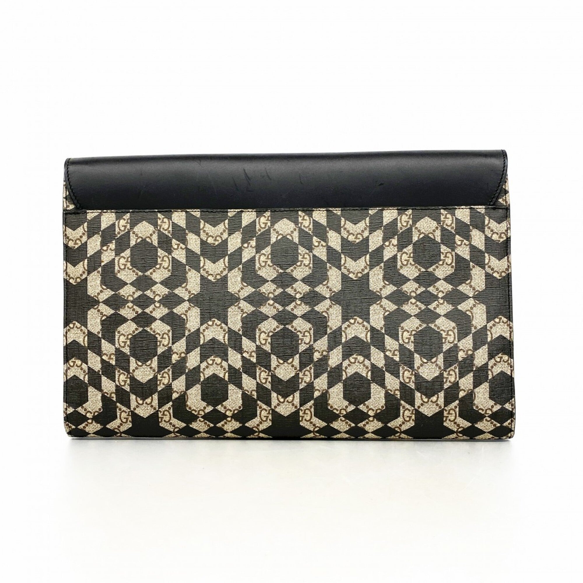 Gucci Beige Black Pvc Clutch Bag (Pre-Owned)