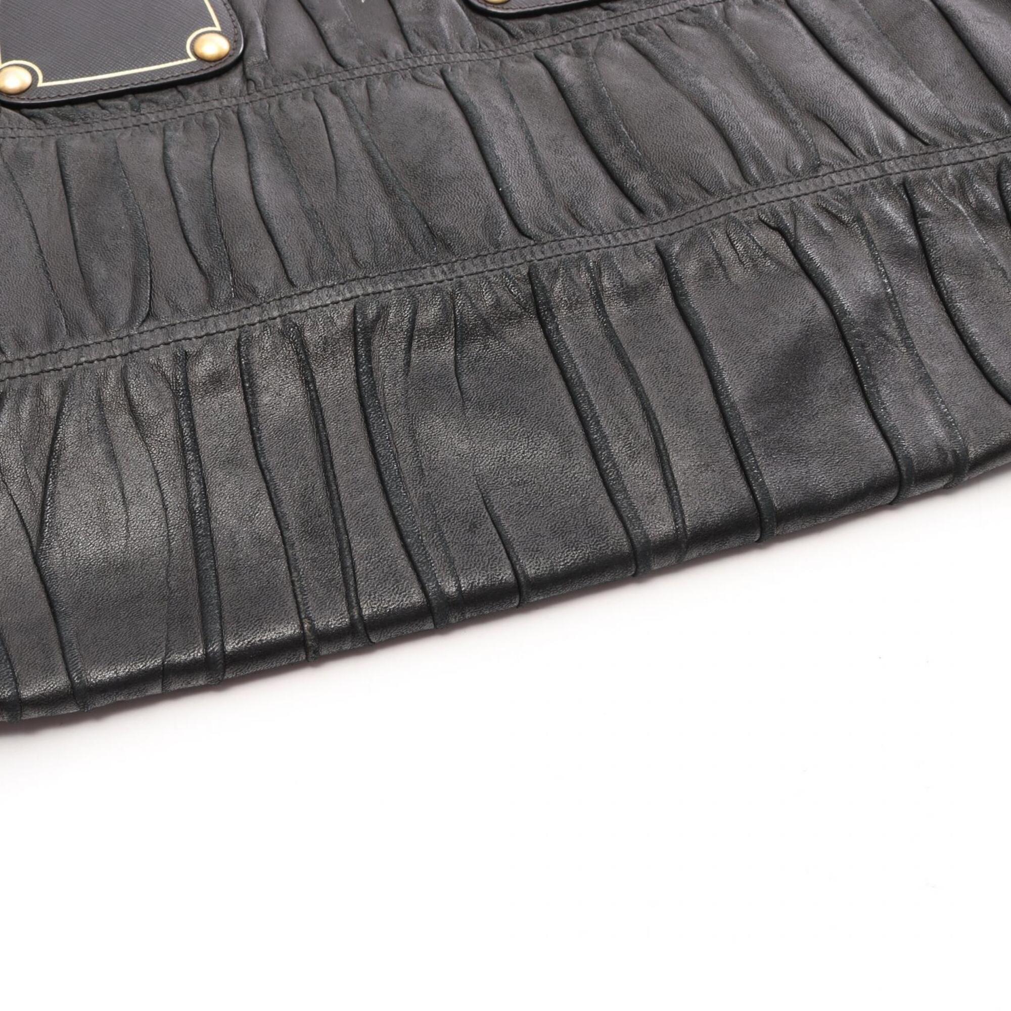 Prada Black Leather Handbag Tote Bag (Pre-Owned)
