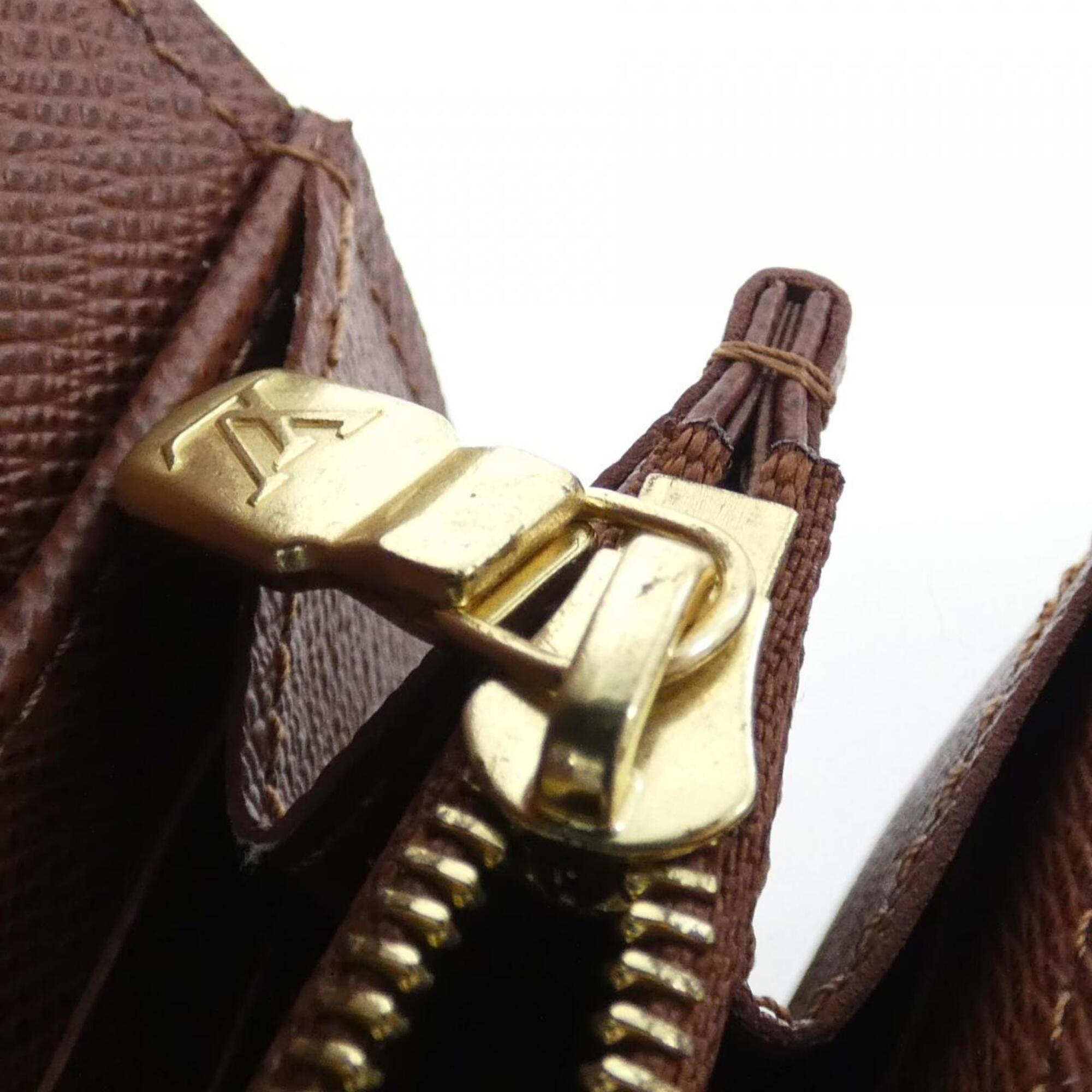Louis Vuitton Marron Coated Canvas Long Wallet (Bi-Fold) (Pre-Owned)