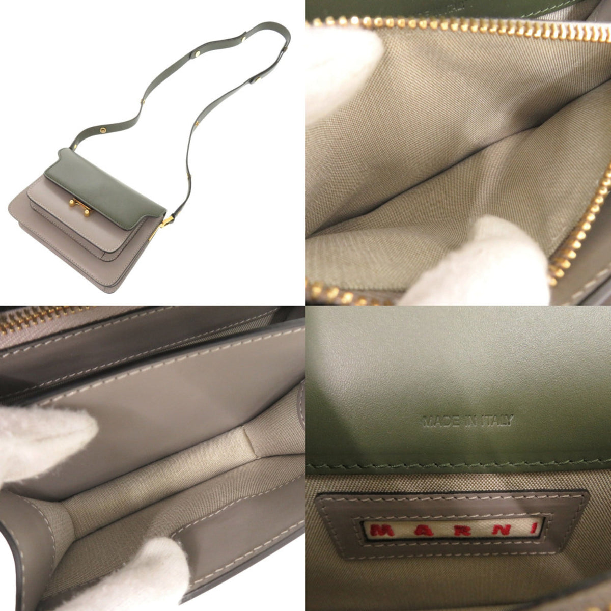Marni Gray Green Leather Shoulder Bag (Pre-Owned)