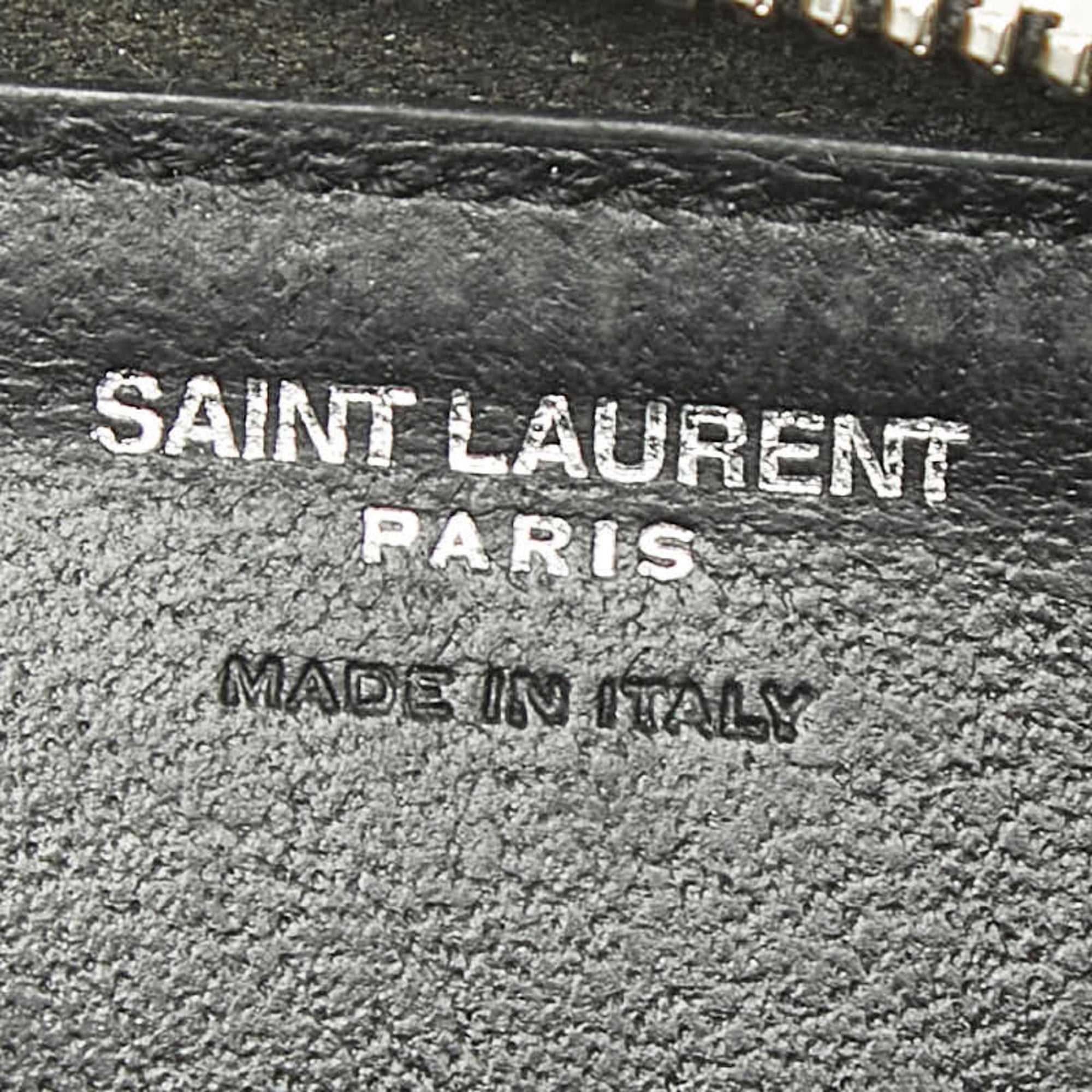 Saint Laurent Silver Black Leather Coin Purse/Coin Case (Pre-Owned)