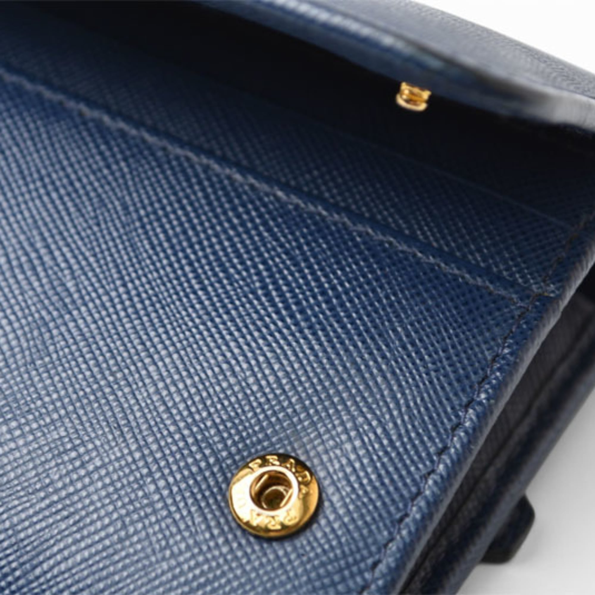 Prada Saffiano Blue Bluette Leather Long Wallet (Bi-Fold) (Pre-Owned)