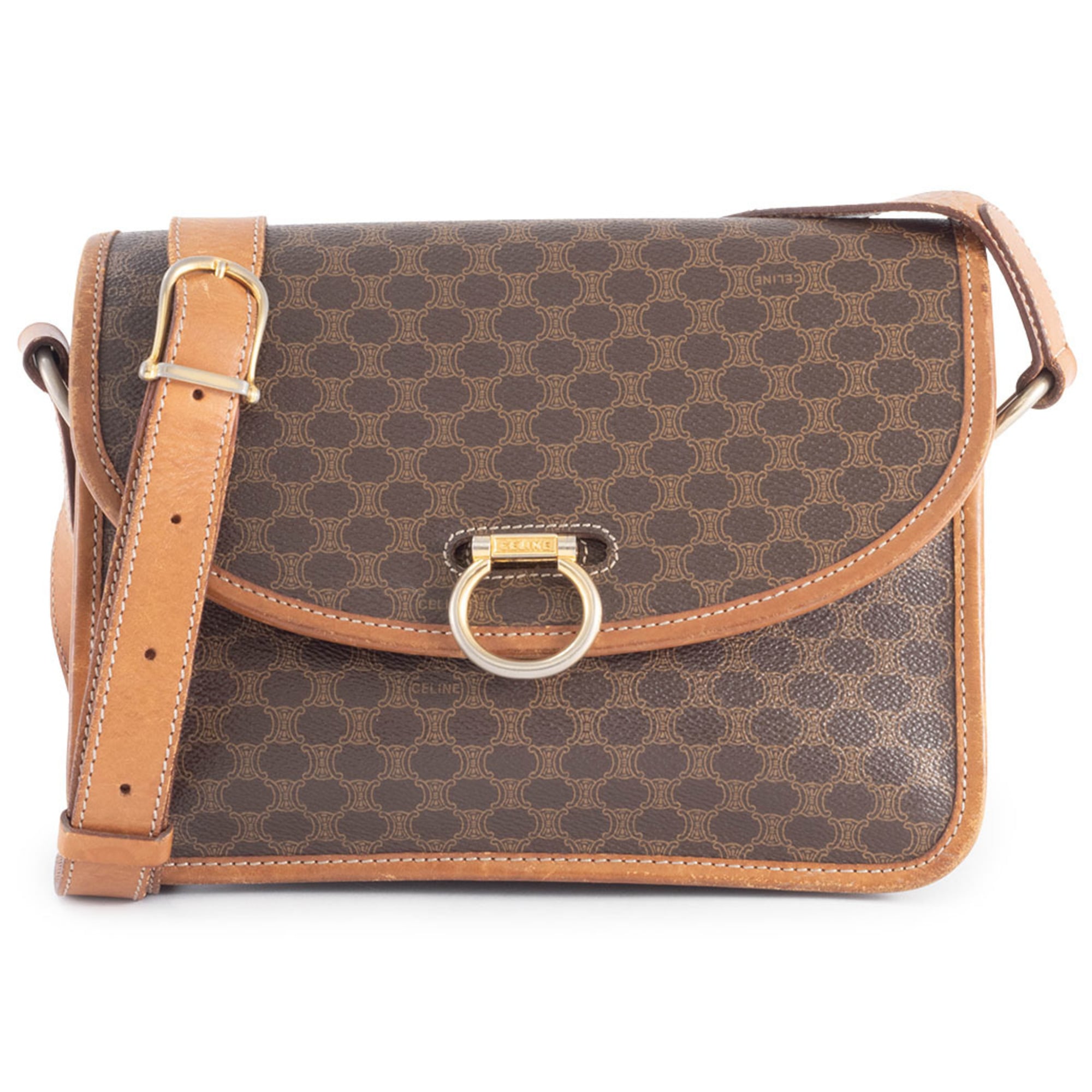 Celine Macadam Brown Pvc Leather Shoulder Bag (Pre-Owned)
